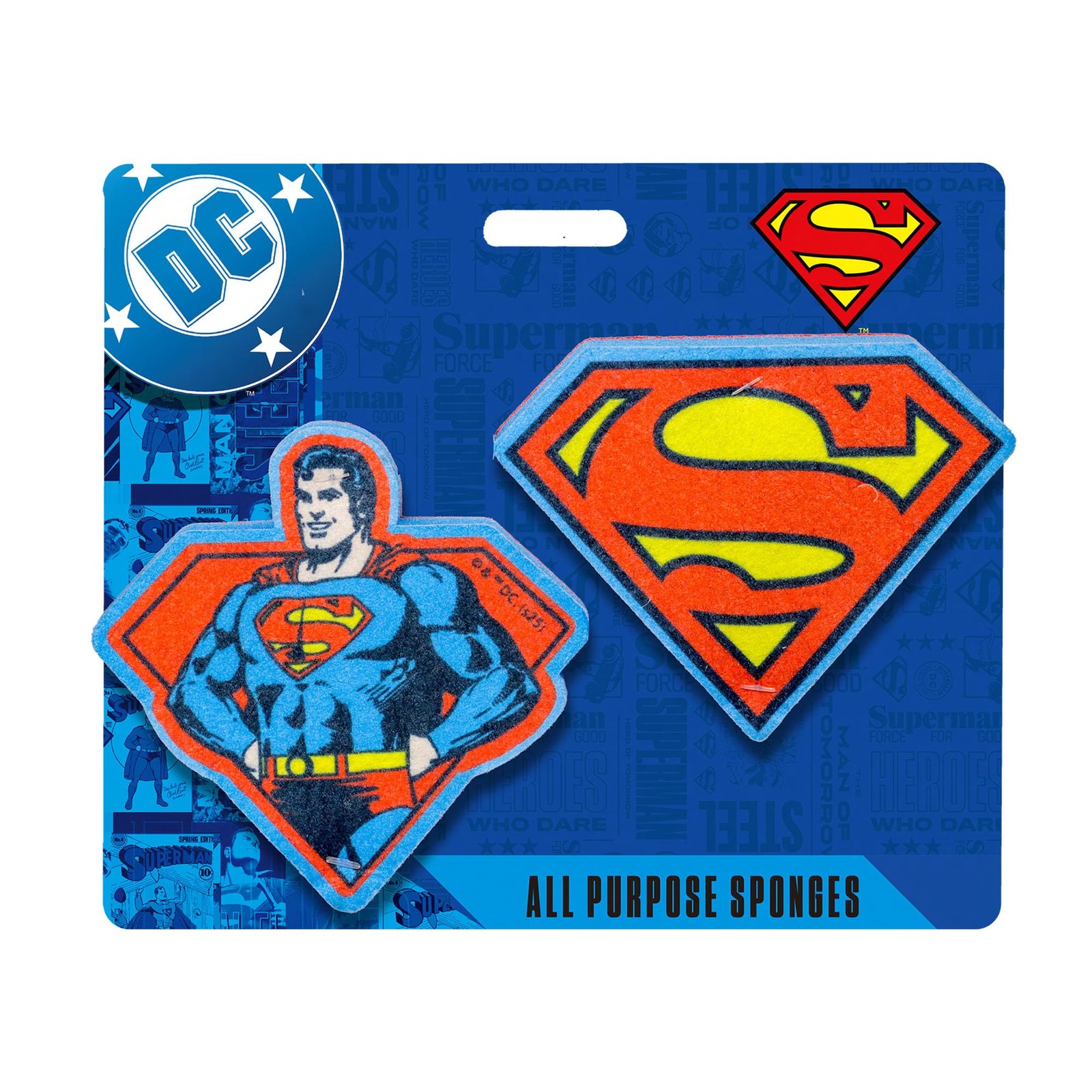 Spoontiques Superman 2-Pack Premium Sponges – Dual-Sided, Durable, Non-Scratch