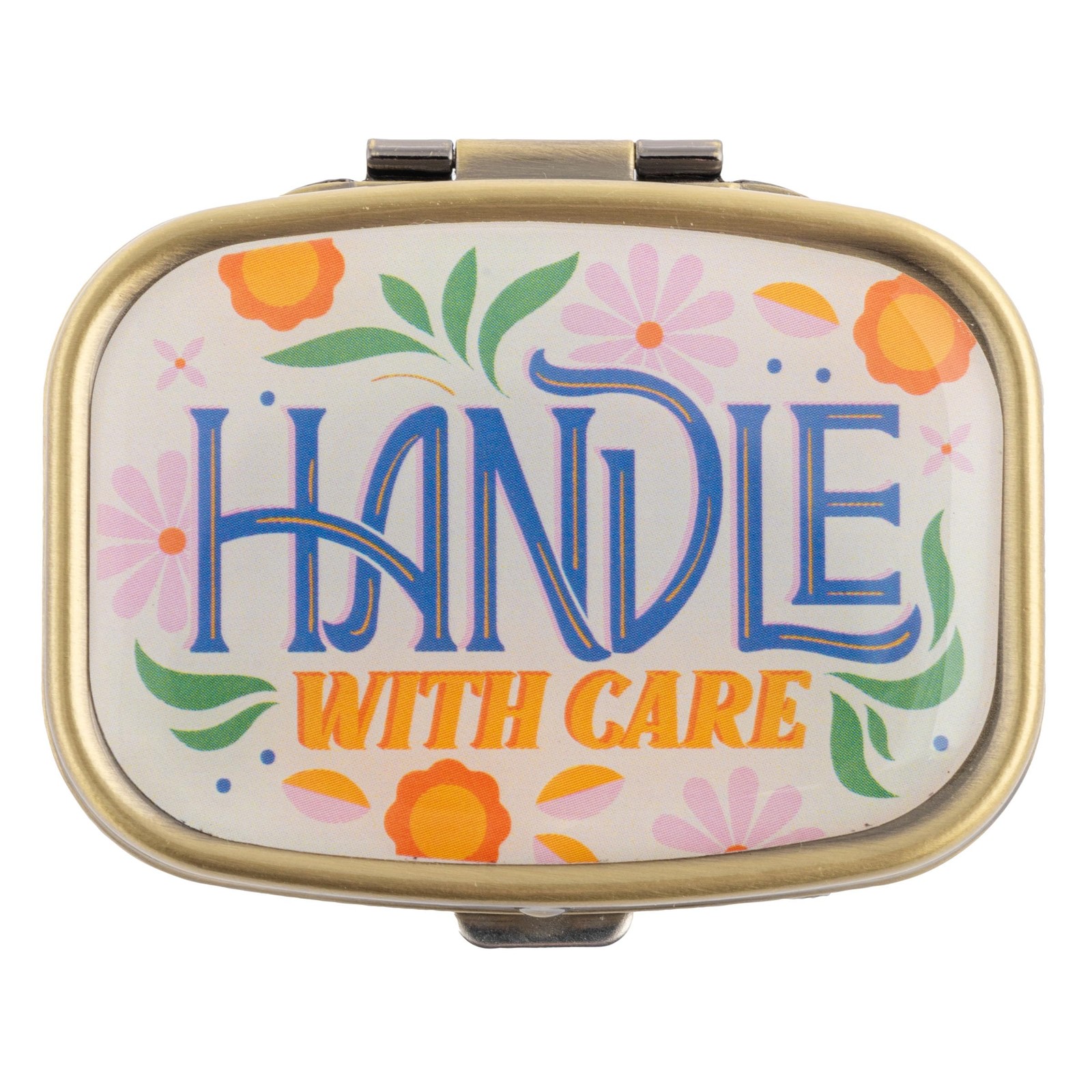 Karma Chill Pill Organizer, Portable Travel Pill Box, Handle with Care Design