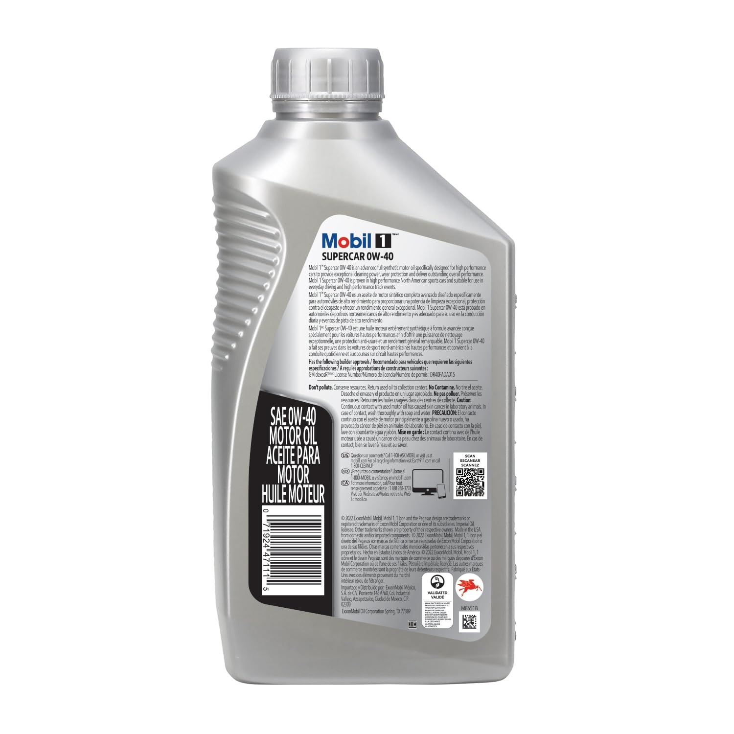 Mobil 1 126870 Supercar 0W-40 Full Synthetic Motor Oil 6 Pack 1 Qt