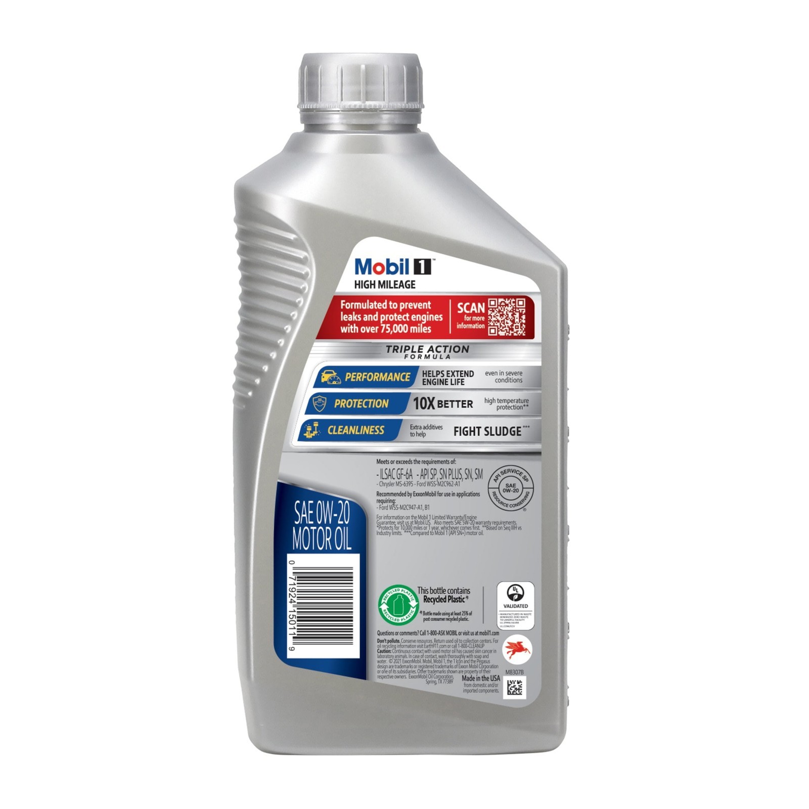 (5 pack High Mileage Full Synthetic Motor Oil 0W-20 1 Quart