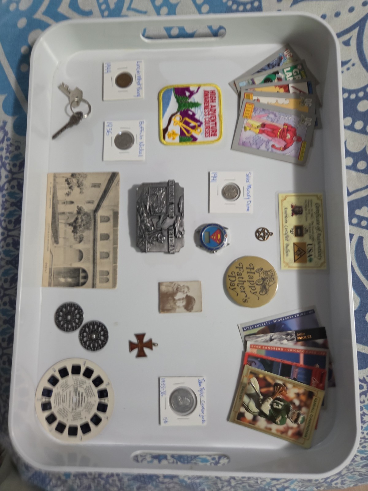Vintage Junk Drawer Silver Dime And Gold Bar