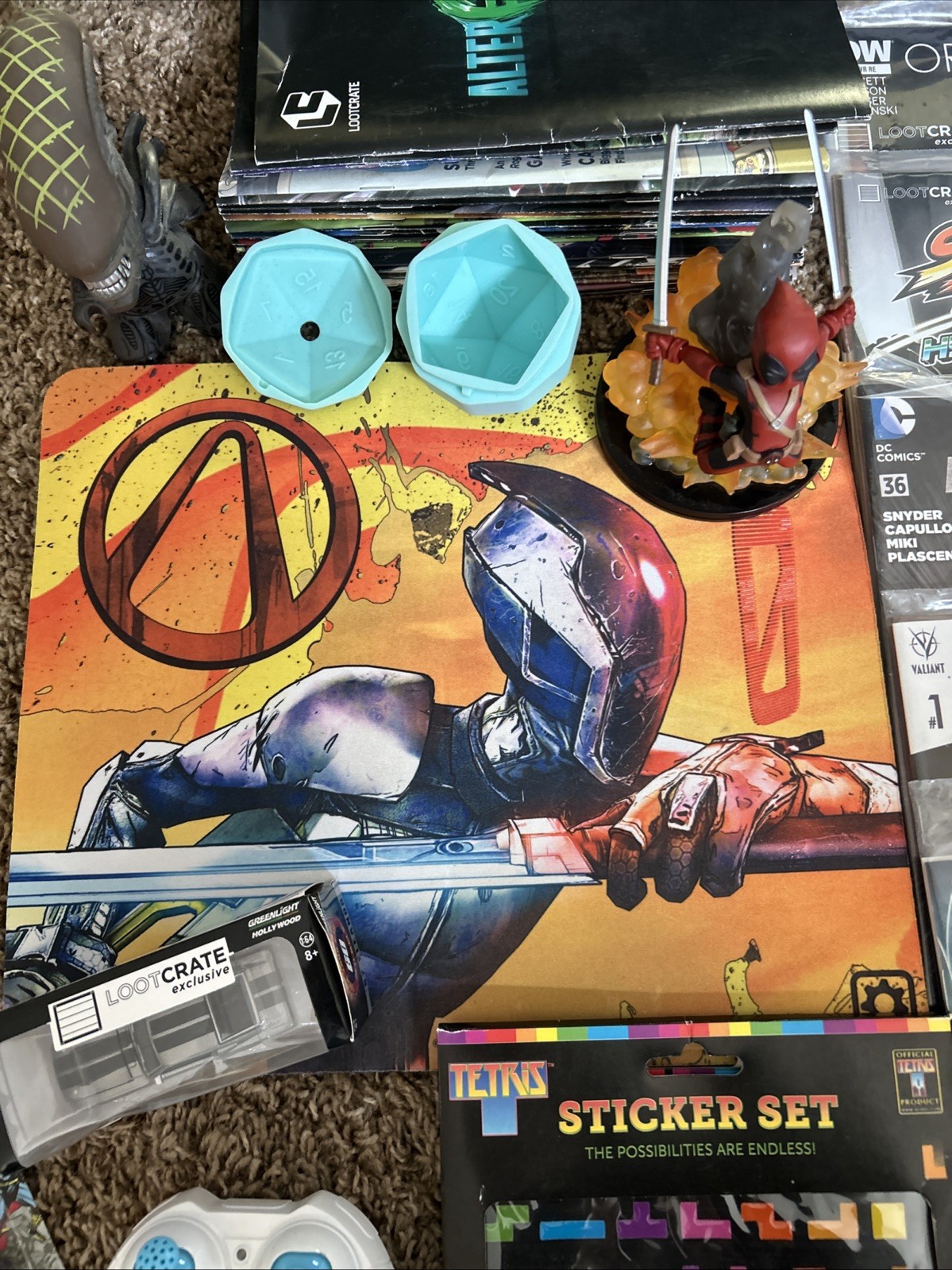 Misc Loot Crate Lot Comics Figures Tetris Glasses Street Fighter Batman