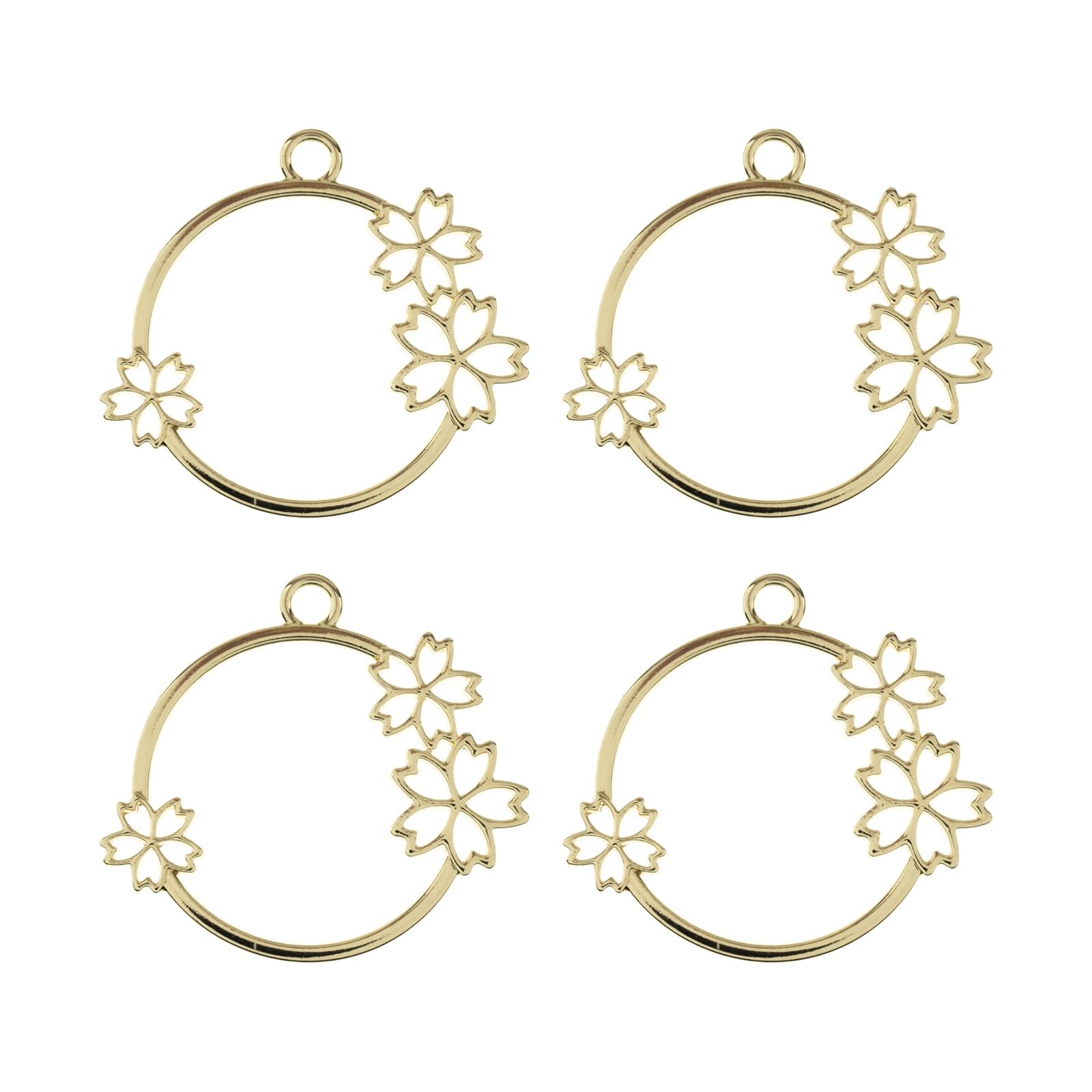 John Bead Gold Flower Circle Pendants, 12-Piece Jewelry Findings, 33x36mm
