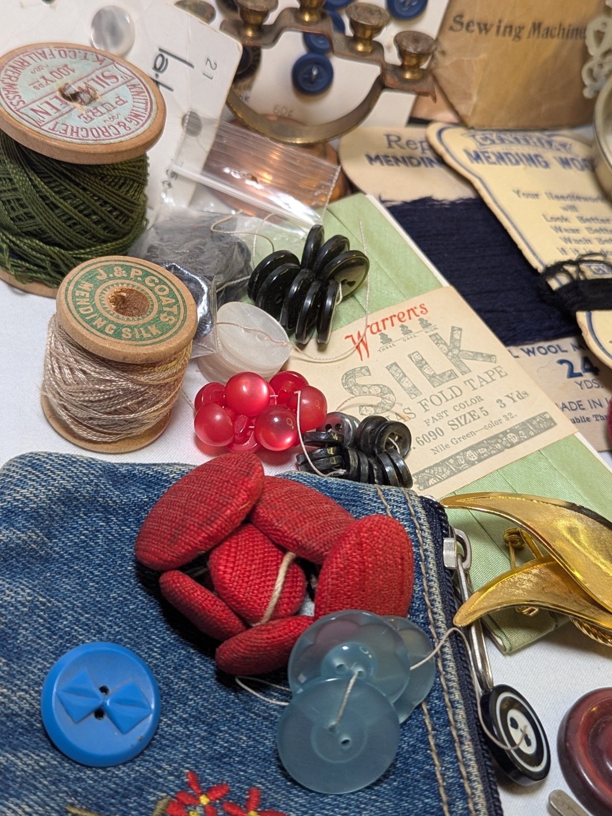 Huge Vtg Sewing Estate Junk Drawer Lot Singer MCM Black Panther Buttons Figures