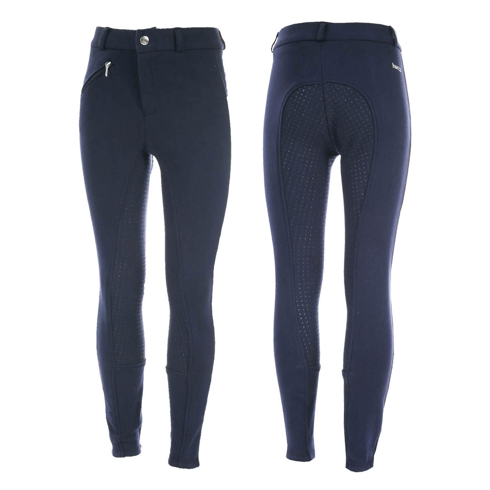 HORZE Active Kids Unisex Silicone Grip Full Seat Riding Breeches S, Peacoat Blue