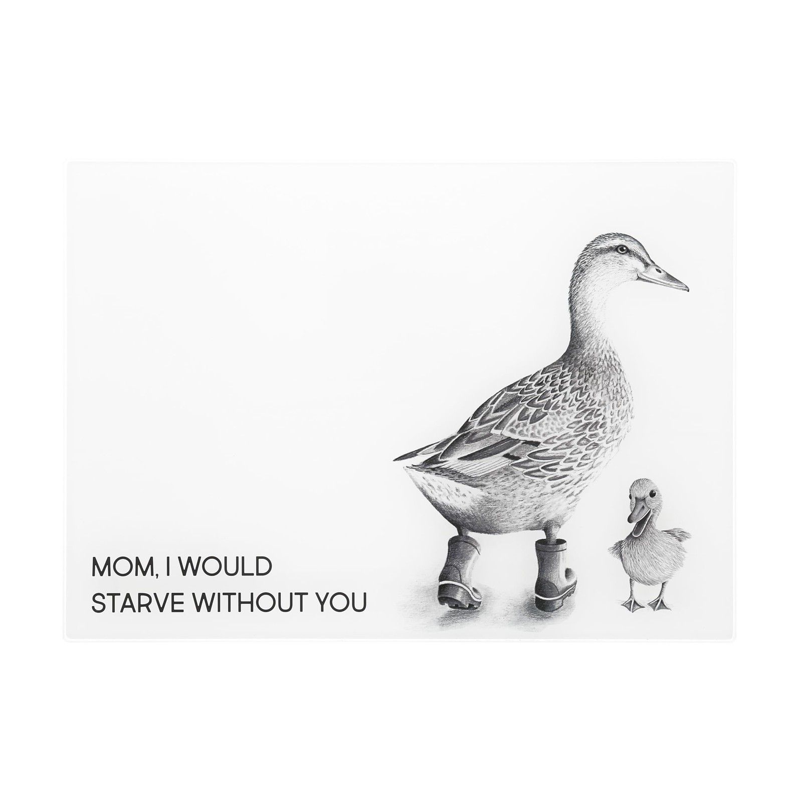 Pavilion Starve Without You Glass Cutting Board, Ducks Mom Theme, 13.75″ x 9.75″