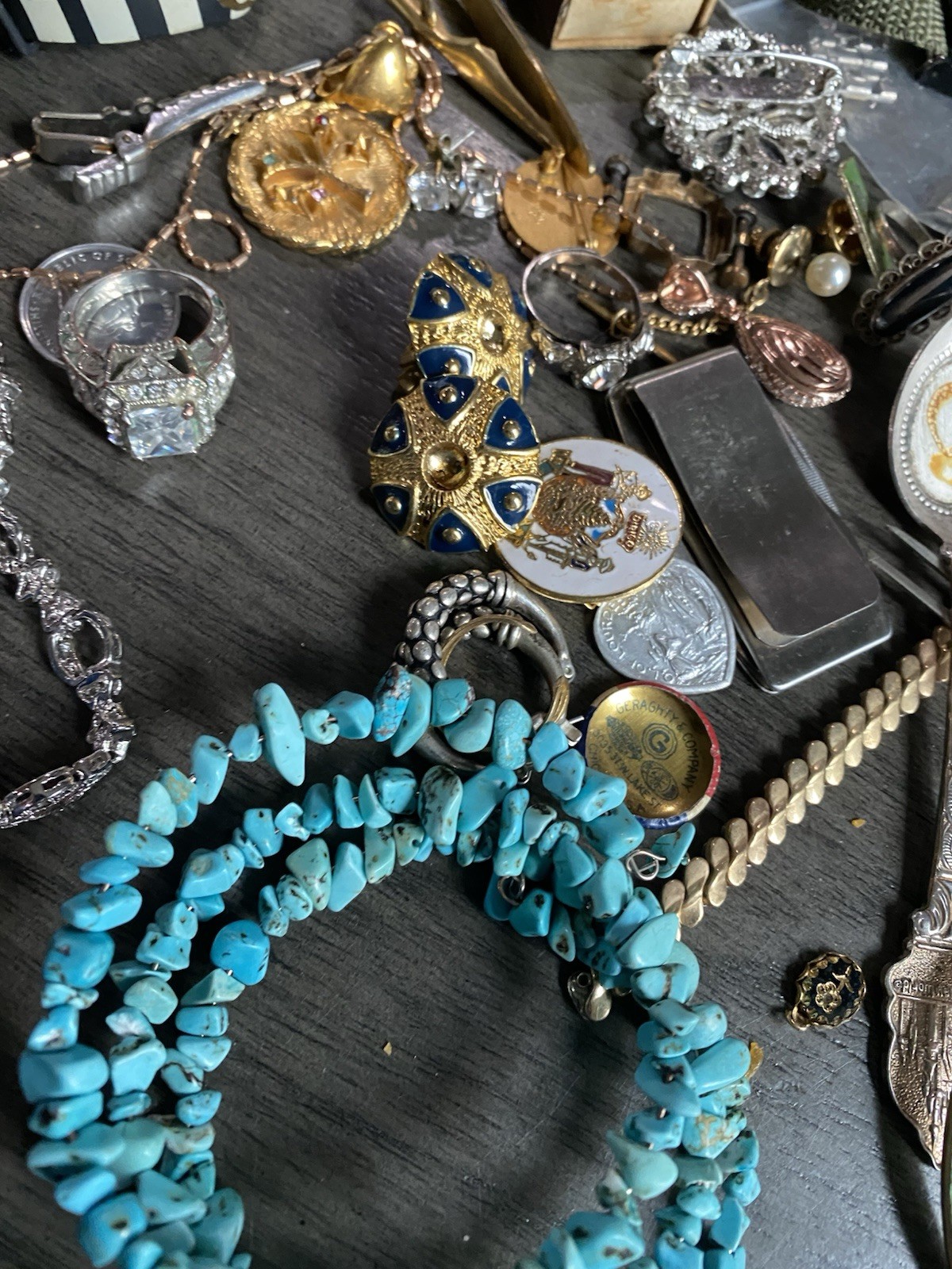 Vintage Jewelry Lot Watch Brooch Pin Necklace Bracelet Ring Earring Junk Drawer