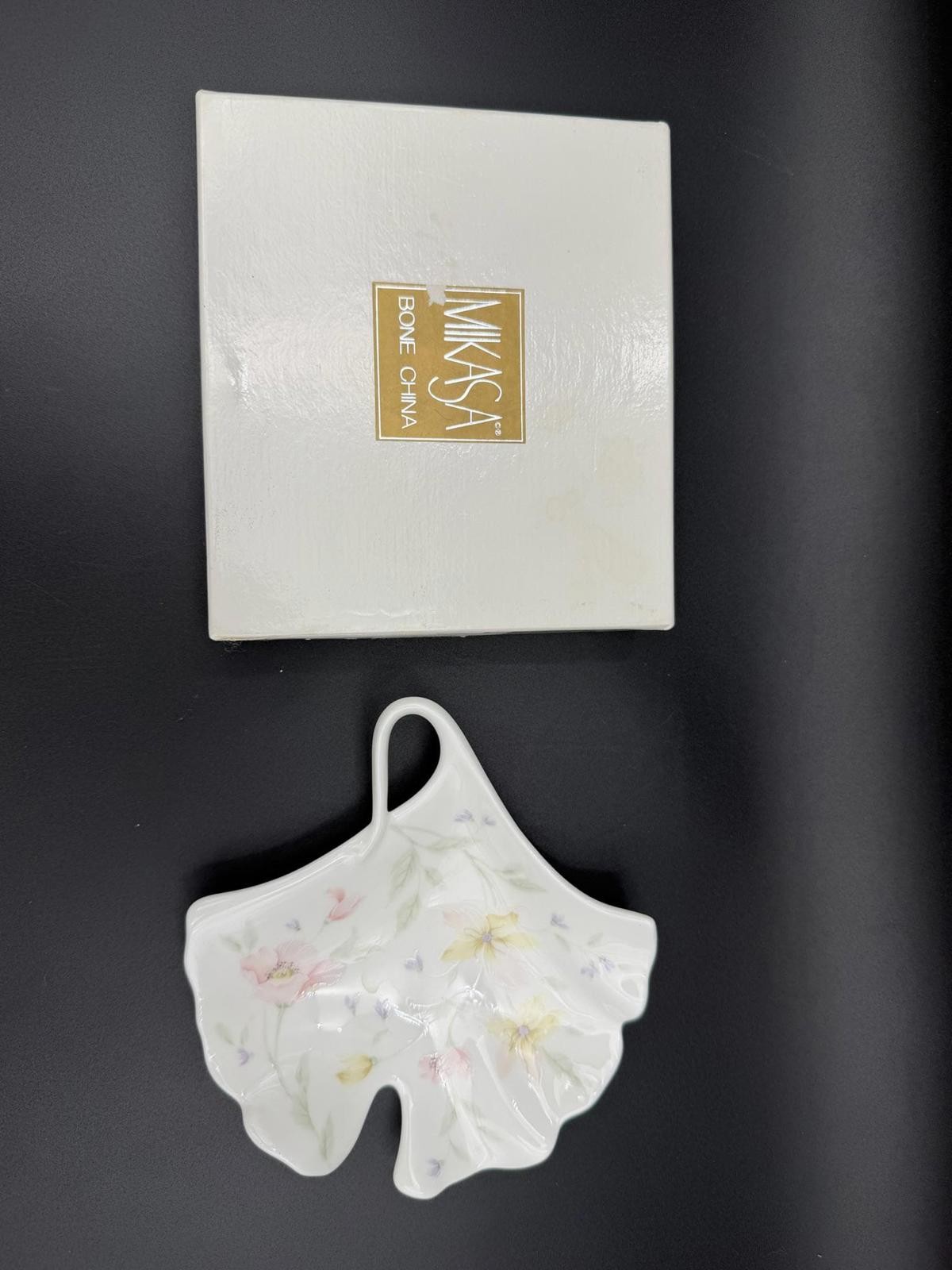 Mikasa Pastel Garden Bone China Heart Trinket Dish Ashtray Made in Japan