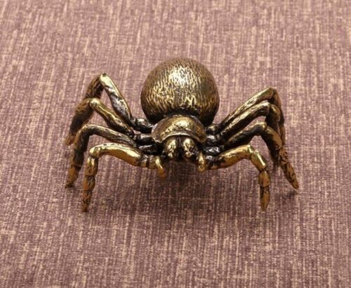 2x Brass Spider Animal Statue Small Sculpture Tabletop Figurine Home Decor Gift