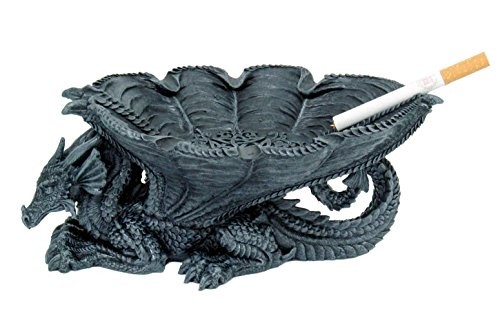 Pacific Giftware 8.25″ Blue Dragon Resin Ashtray Figurine