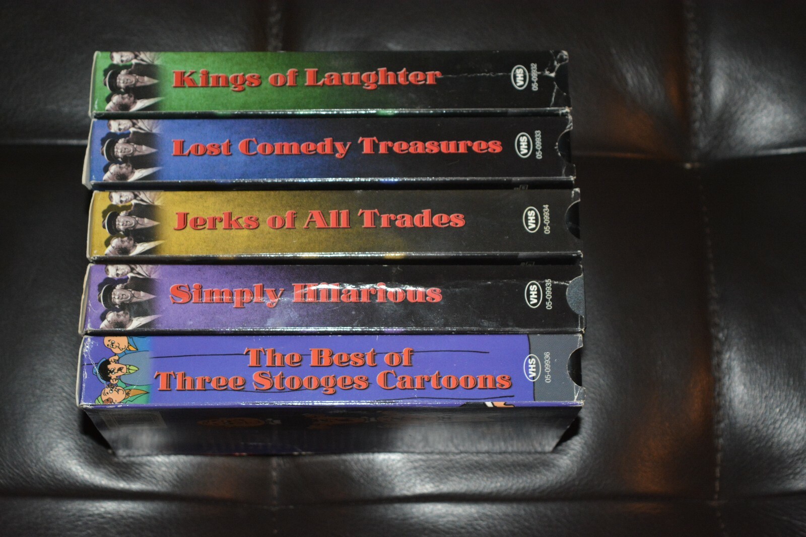 VHS SET THE 3 STOOGES: CARTOONS, KINGS OF LAUGHTER, JERKS OF ALL TRADES + 2 MORE