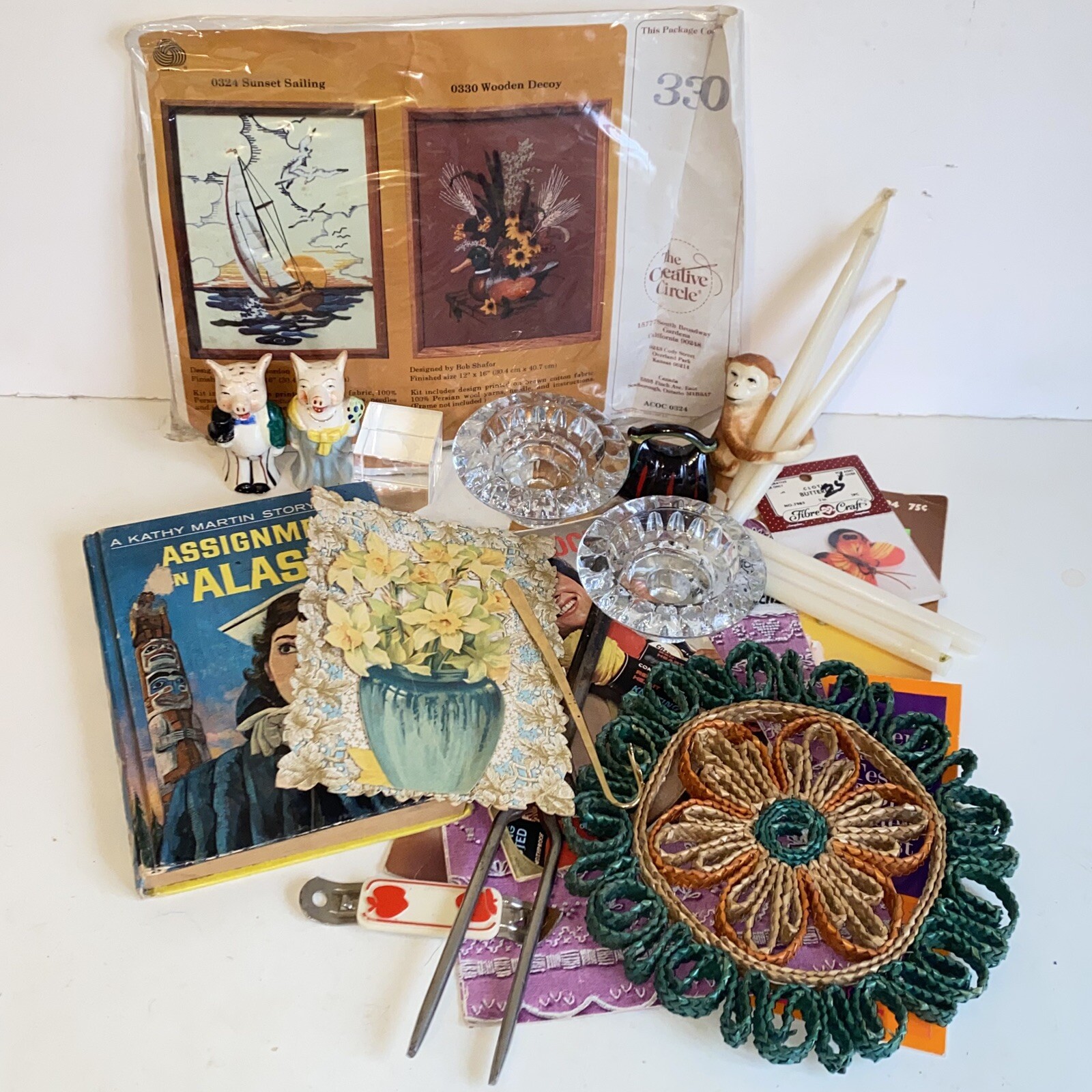 Grandma’s Vintage Junk Drawer Lot-Crafts Knick Knacks Kitchen Crystal Home Decor