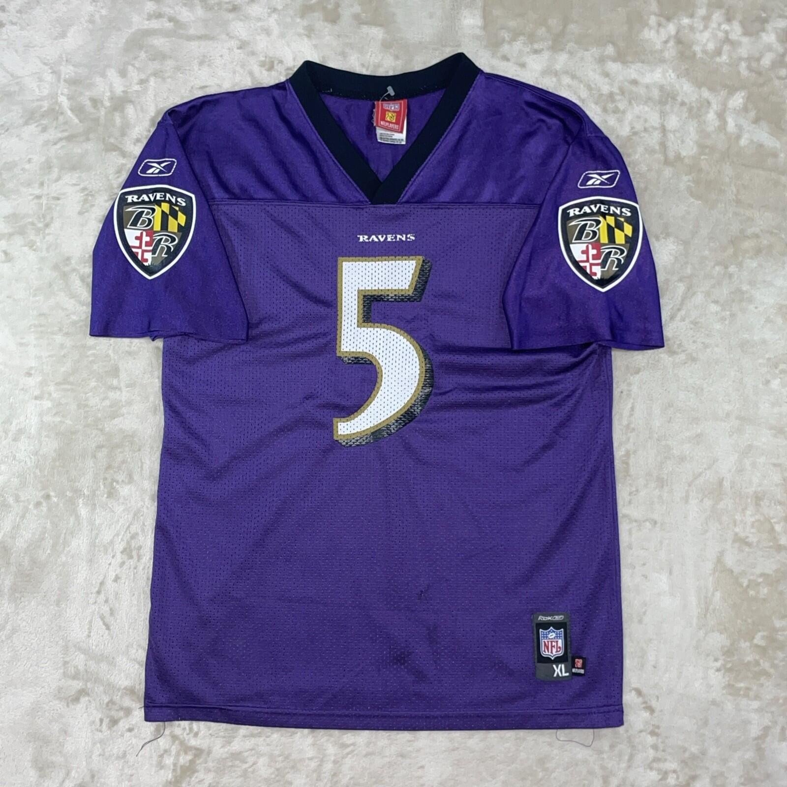 Reebok NFL Baltimore Ravens Joe Flacco #5 Youth XL(18-20) Purple Jersey