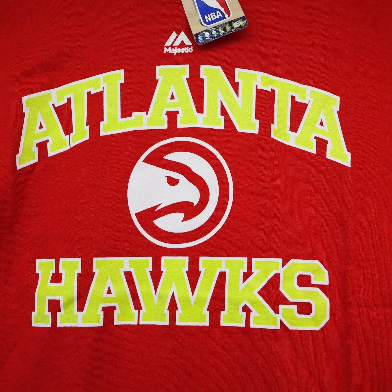 Majestic NBA Atlanta Hawks Red Neon Retro Men Small