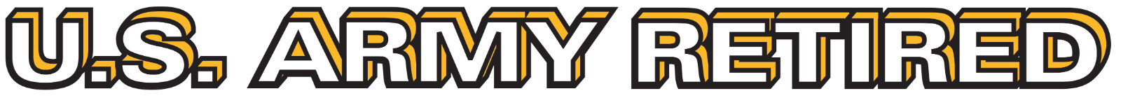 Mylar Decal – Army Retired in White Gold and Black 13 x2.25 Window Strip D528-A