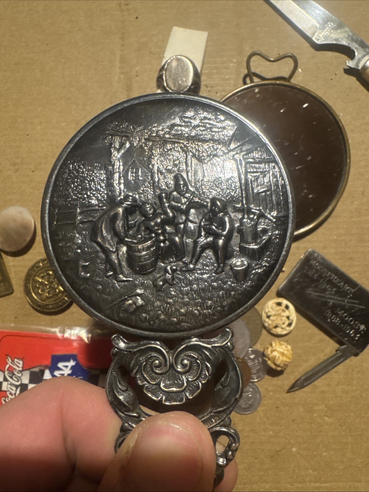 Nice Junk Drawer Hans Jenson Denmark Silver Plate Mirrors, Silver Ring? & More