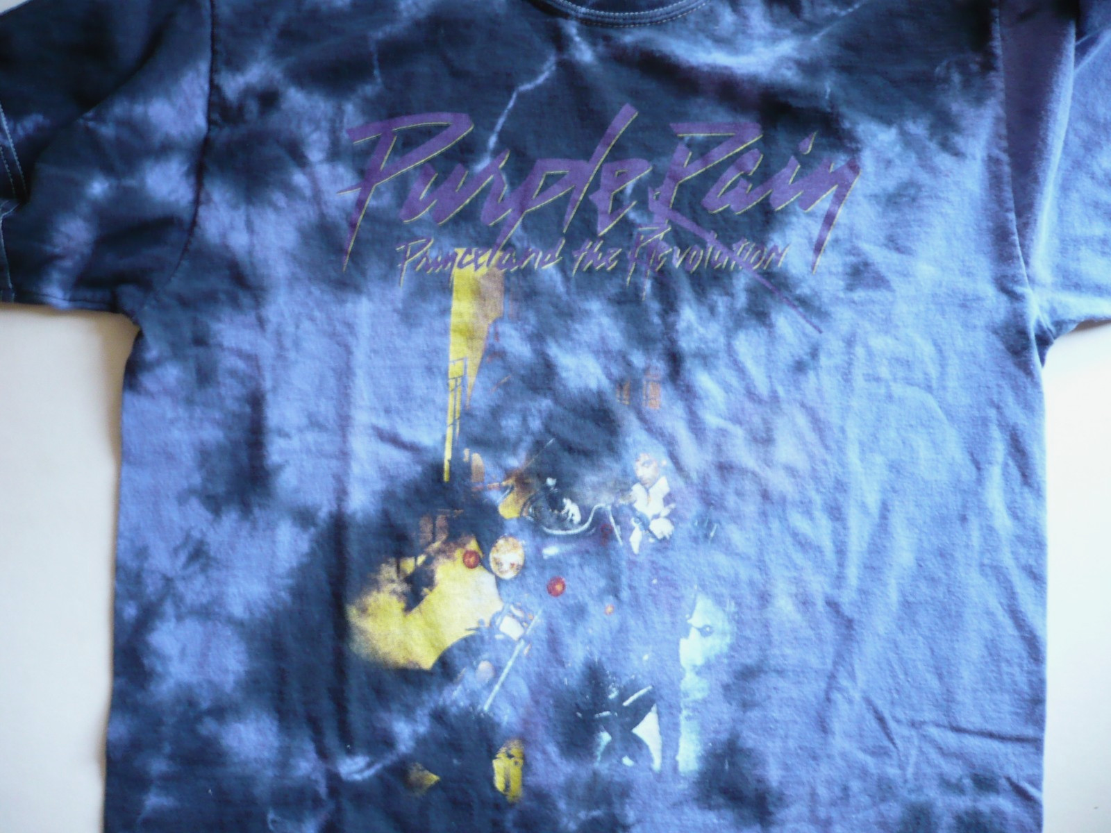 PRINCE PURPLE RAIN, VINTAGE ROCK POP T-SHIRT TIE DYE MARBLED PURPLE (M) MEDIUM