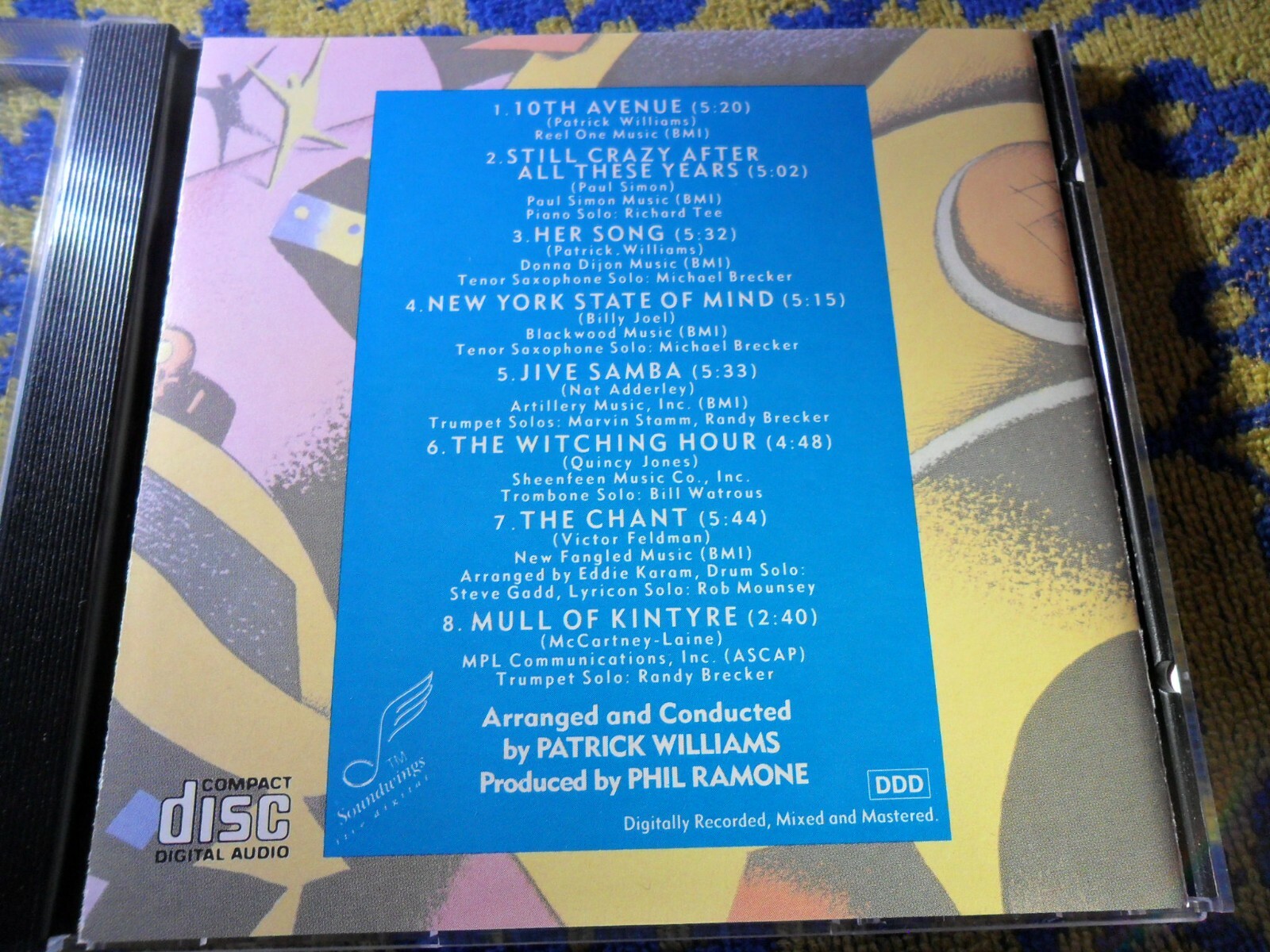 PATRICK WILLIAMS NEW YORK BAND 10TH AVENUE 1987 CD Phil Ramone – VERY GOOD