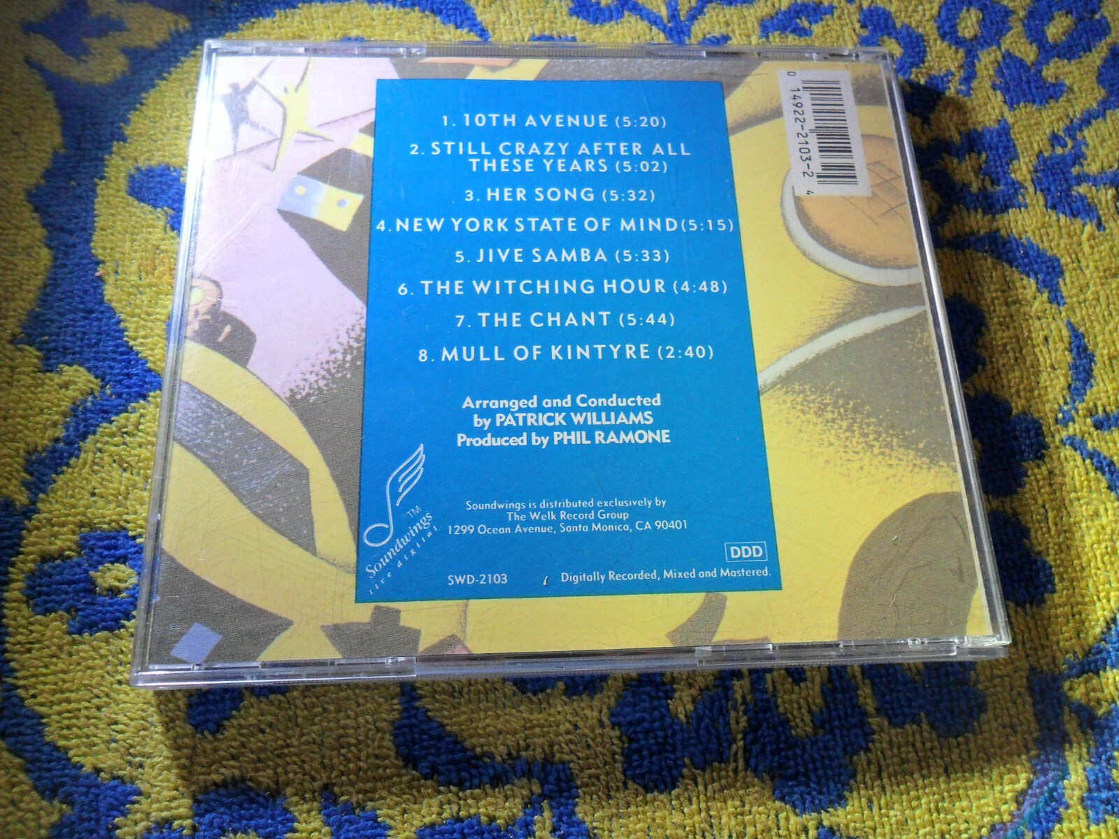 PATRICK WILLIAMS NEW YORK BAND 10TH AVENUE 1987 CD Phil Ramone – VERY GOOD