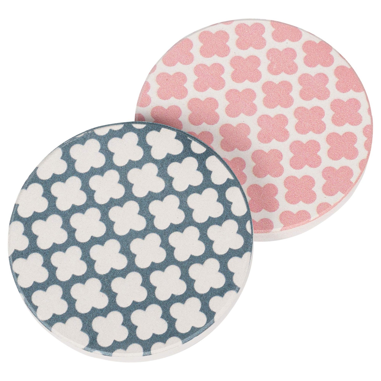 P. Graham Dunn 2.75 x 2.75 Absorbent Ceramic Car Coasters, Pack of 2, Pink