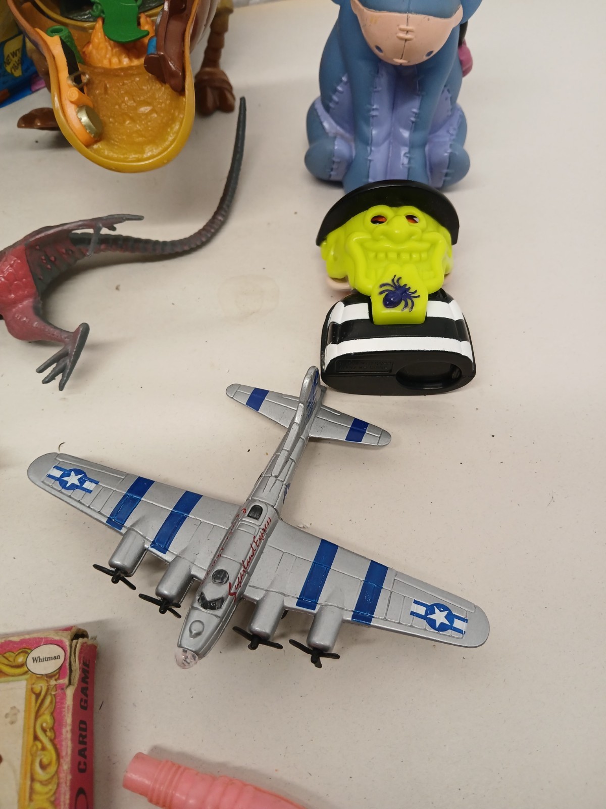 Vintage Toy Junk Drawer Lot PEZ Disney Cars Eeyore Figures Marbles Airplane
