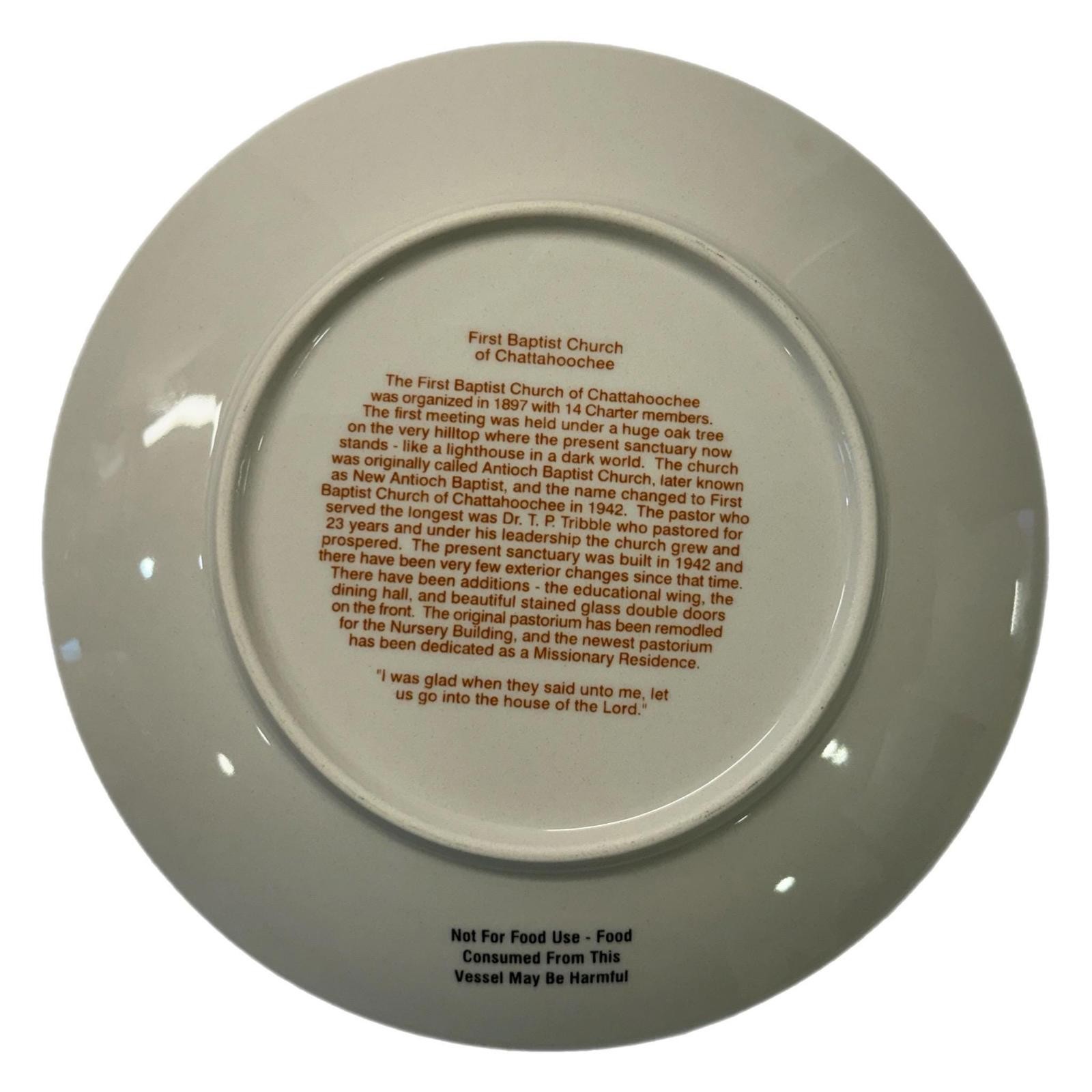 First Baptist Church Chattahoochee Atlanta, Georgia 1897-1997 Ceramic Plate