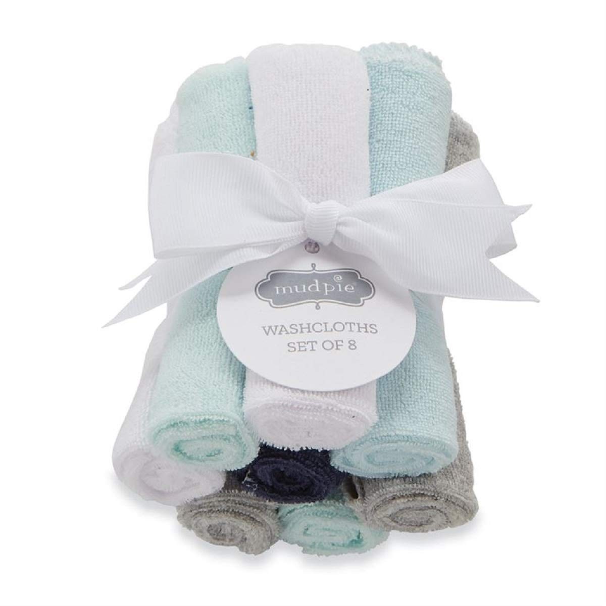 Mud Pie Boy Washcloth Set of 8 Cotton, 8-Inch x 8-Inch