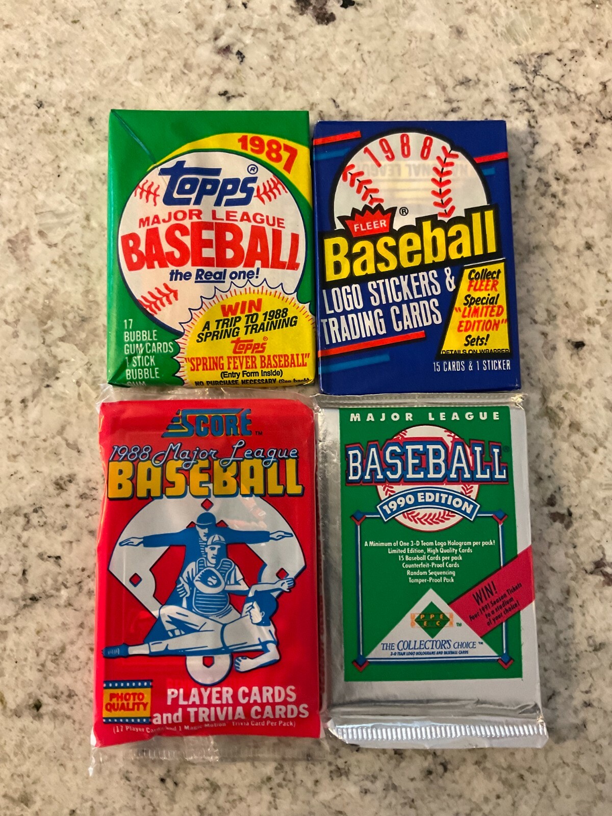 VINTAGE SALE OF 225 OLD UNOPENED BASEBALL CARDS IN PACKS 1990 AND EARLIER