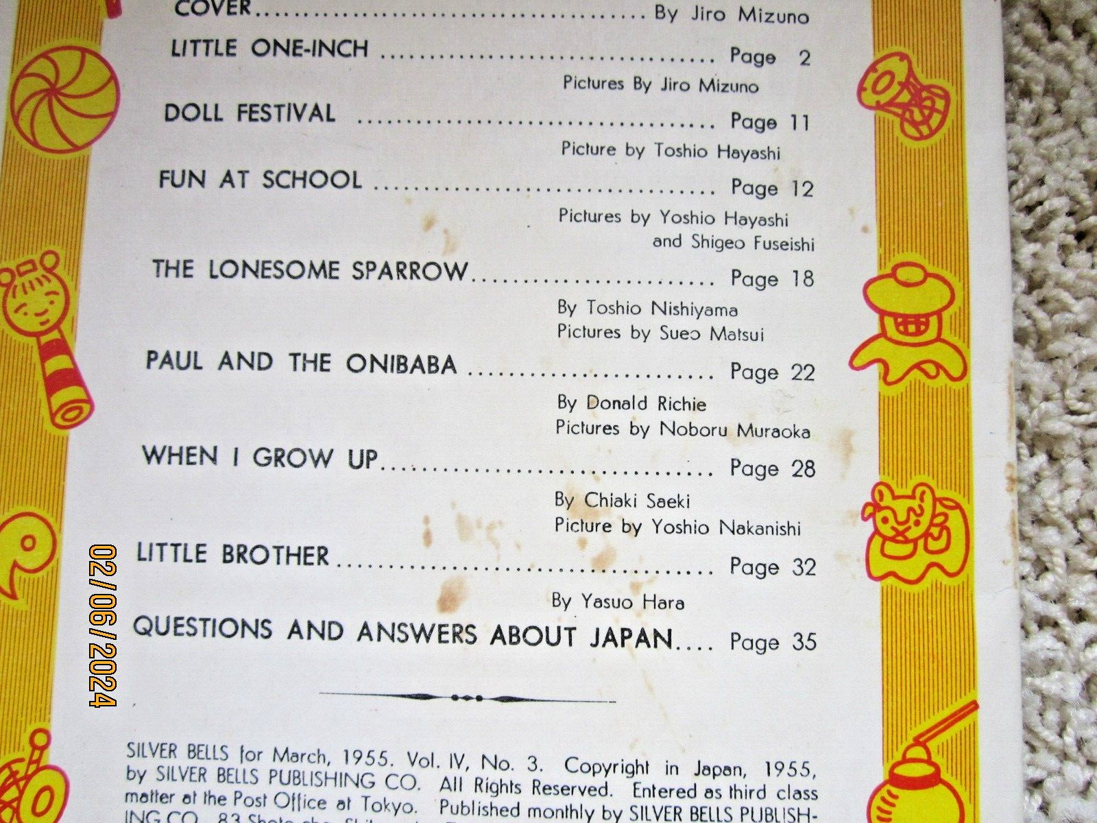 1955 #3 “Silver Bells” Children’s Magazine from Japan: Pristine & Colorful