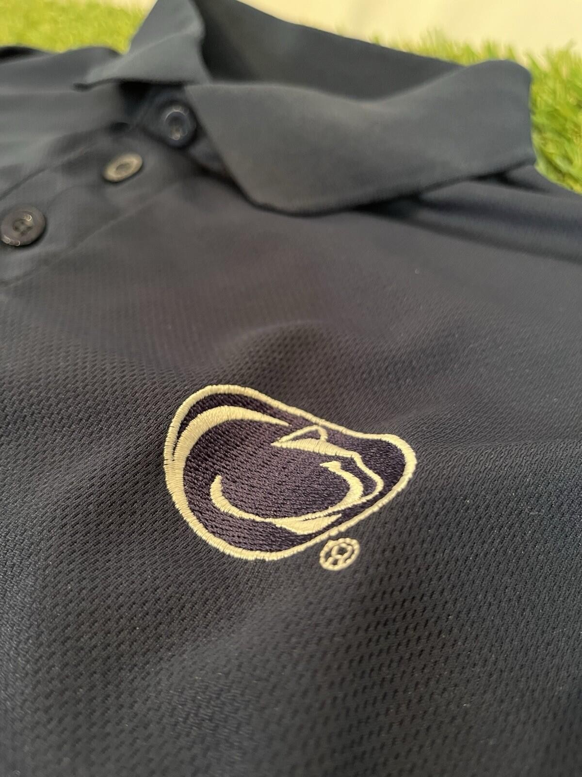 J. America Mens Penn State Nittany Lions Navy Blue Golf Polo Shirt Mens Large