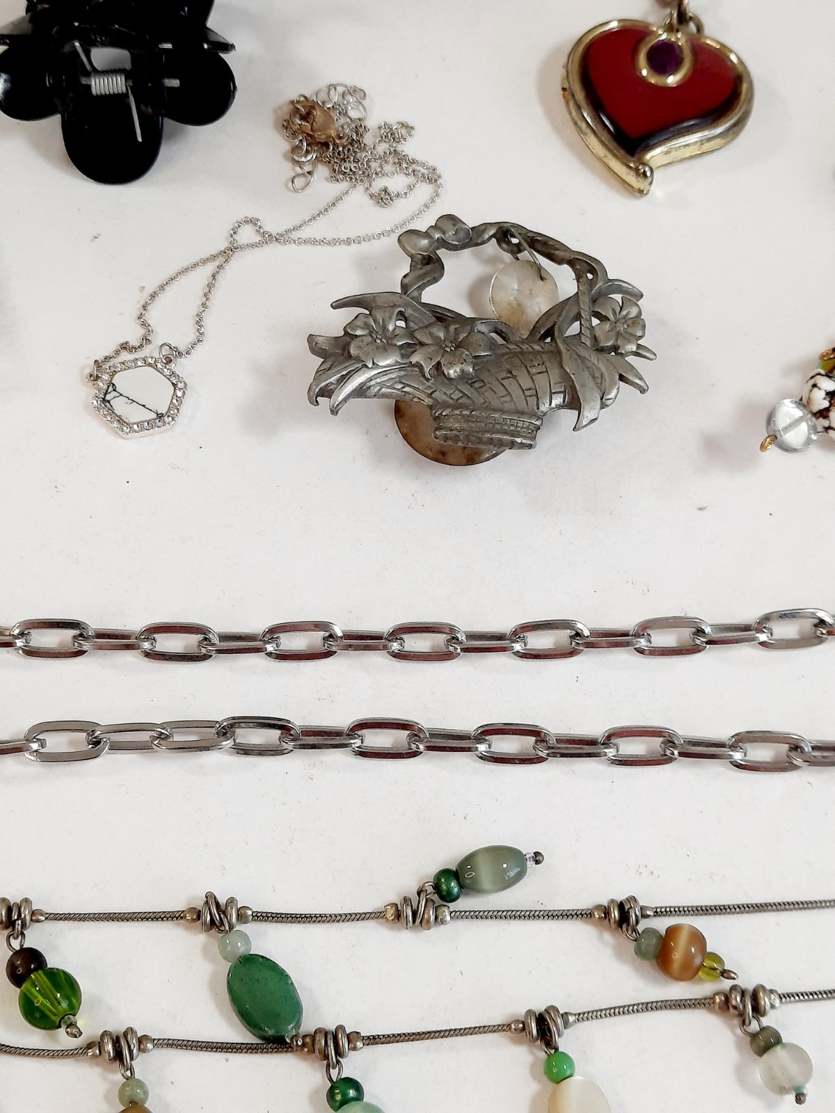 Junk Drawer Lot Women’s Silver Basket Jewelry Collectables Glass Ring Holder