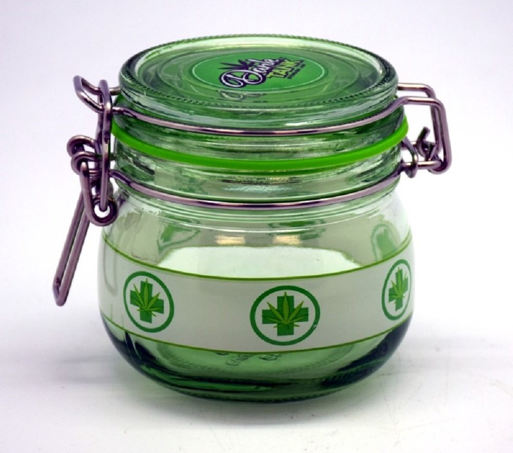 Fantasy Gifts Glass Silicone Sealed Jar Dank Tank, 2 3/4″ x 2 3/4″, Green