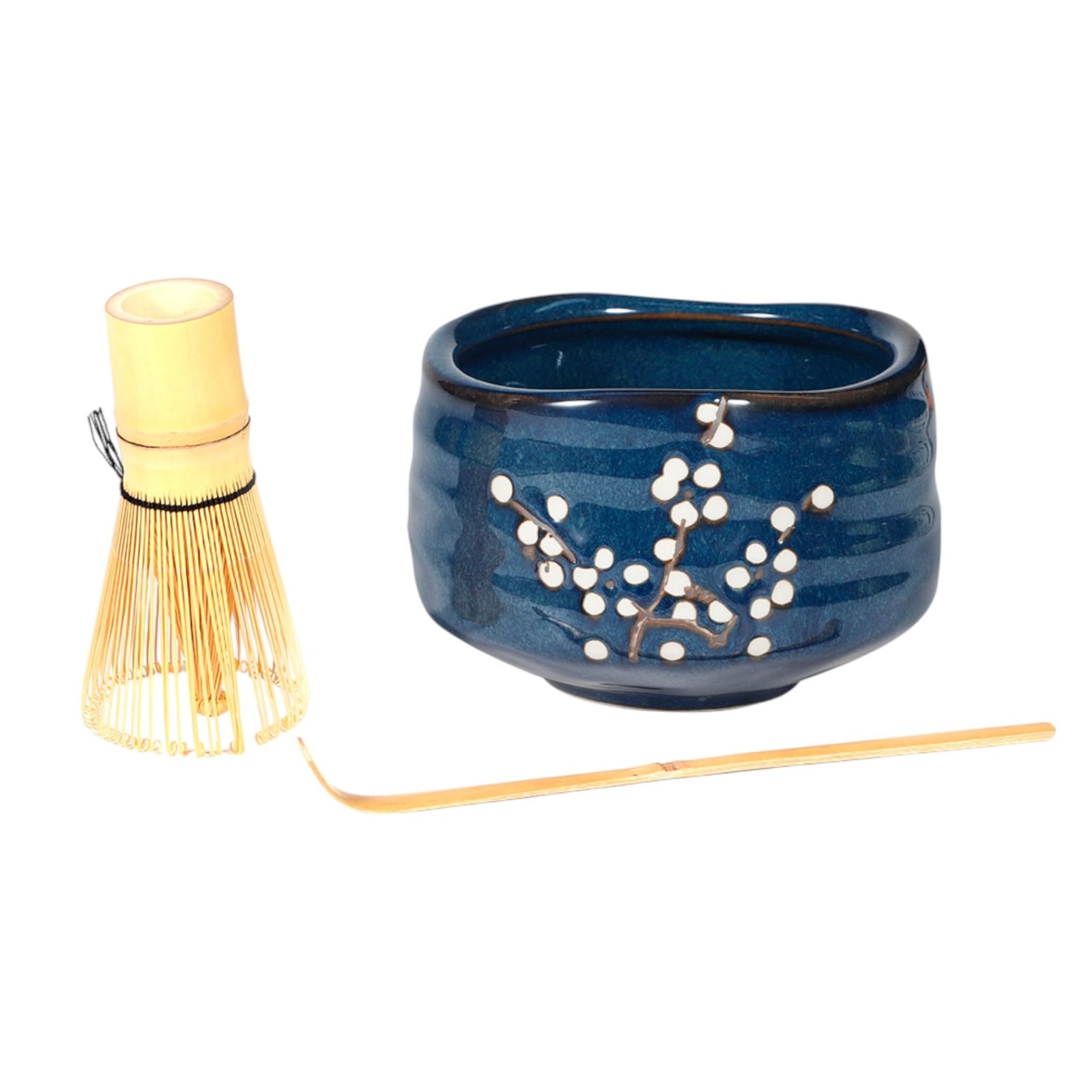 Urban Tokyo Matcha Tea Set, 3-Piece Ceramic Bowl with Bamboo Whisk & Scoop, Navy