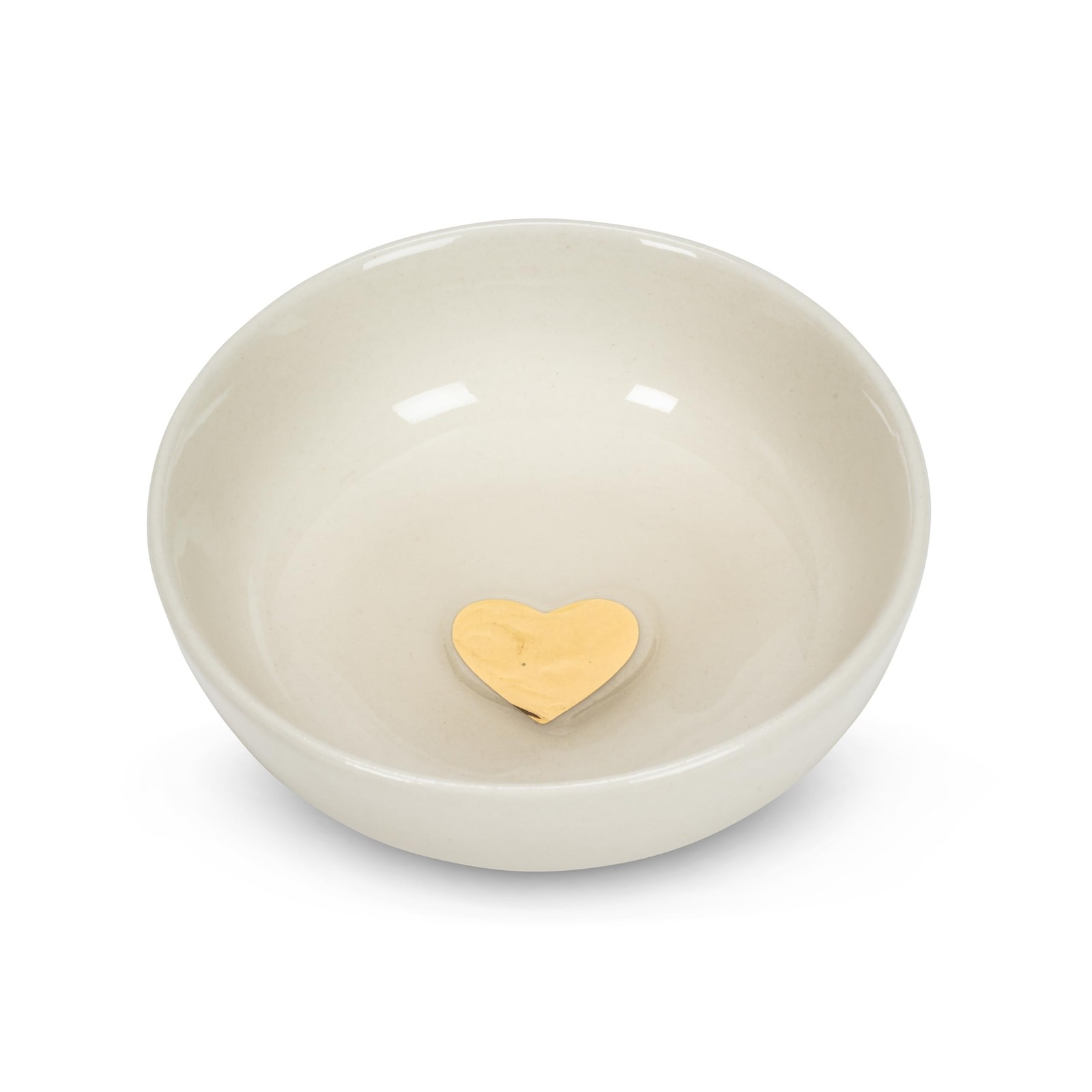 Abbott Collection Small Dish with Heart, 3-Inch, Stoneware, Ivory/Gold