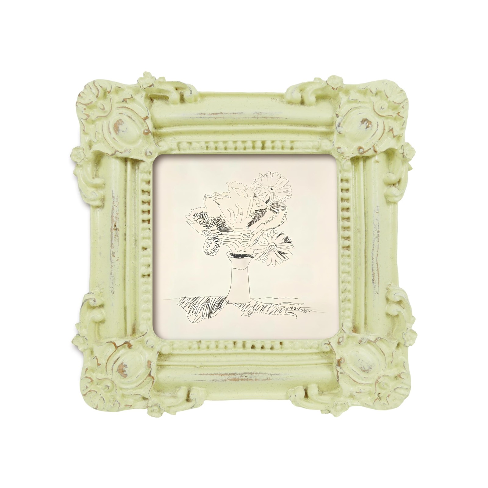 SIMON’S SHOP 3×3 White Square Picture Frame Tabletop Vintage Small Photo Frame