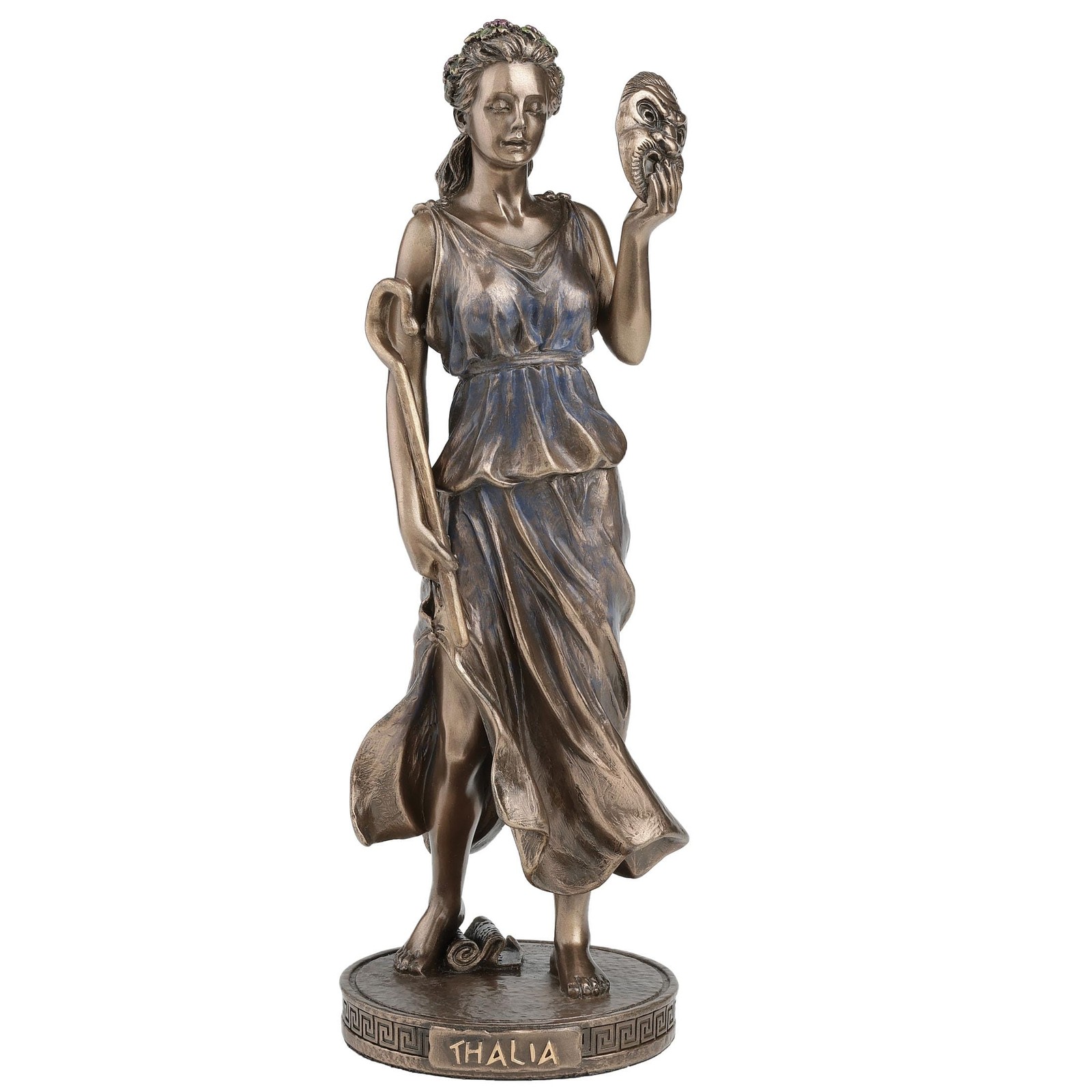 Veronese Design Thalia Greek Muse Statue, 9.4-Inch Resin Bronze Finish
