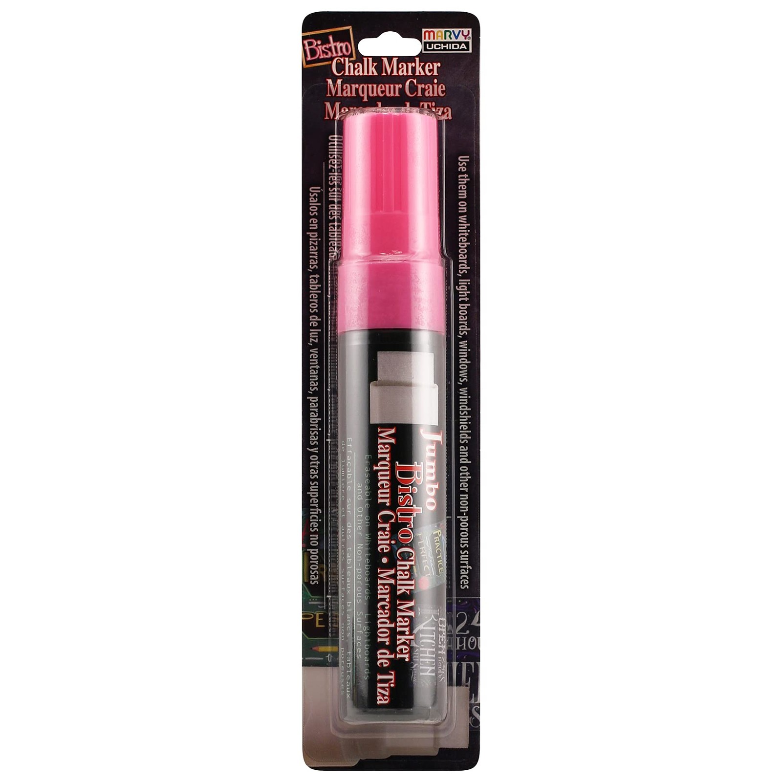 Uchida Marvy Jumbo Bistro Chalk Marker, Broad Tip, Fluorescent Pink