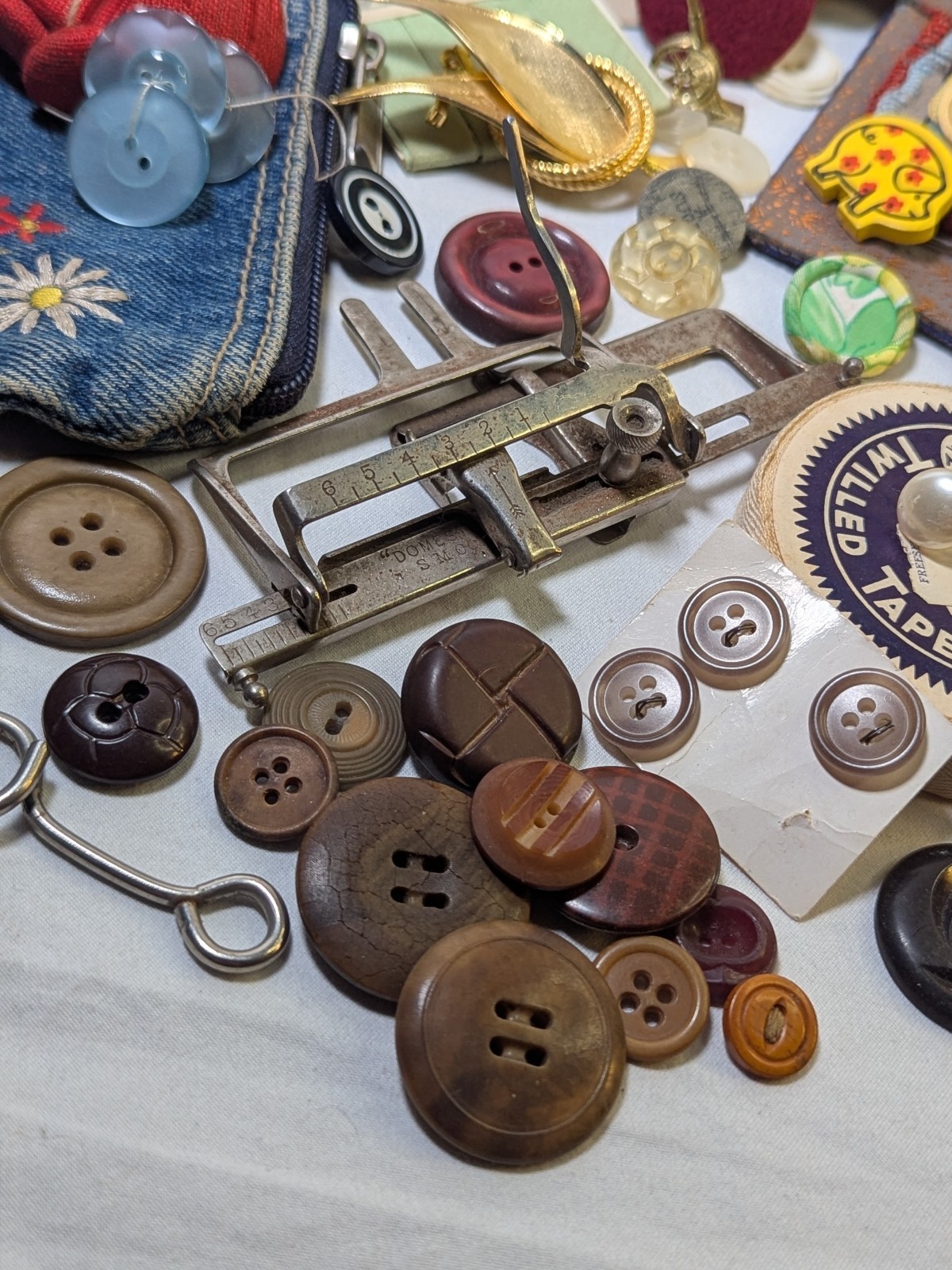 Huge Vtg Sewing Estate Junk Drawer Lot Singer MCM Black Panther Buttons Figures