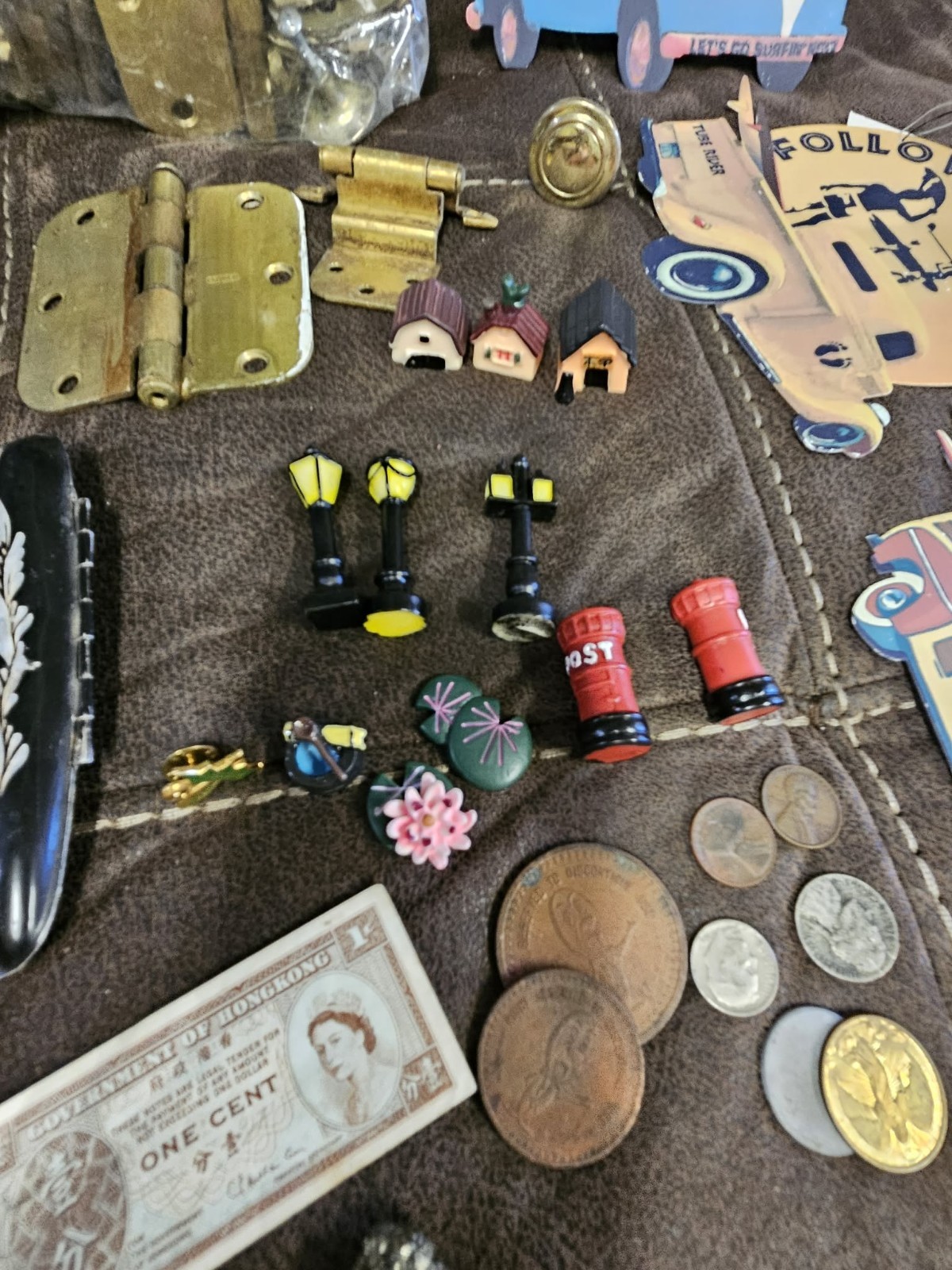 Junk Drawer Lot Silver Sog Knife Breyer Disney Polaroid Camera Auburn Knife