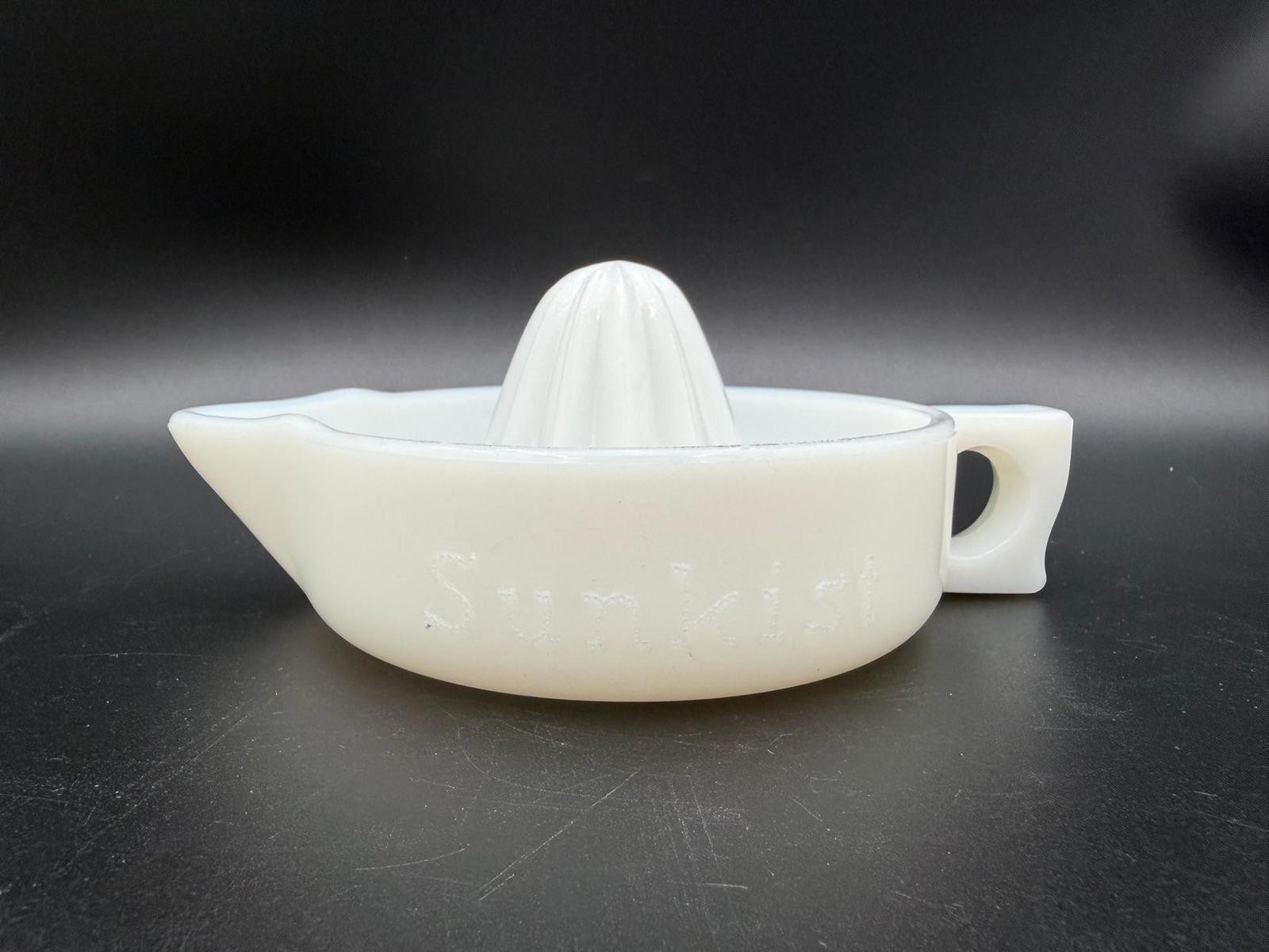 Vintage Sunkist Milk Glass Juicer Reamer Embossed Made in USA Citrus Juicer