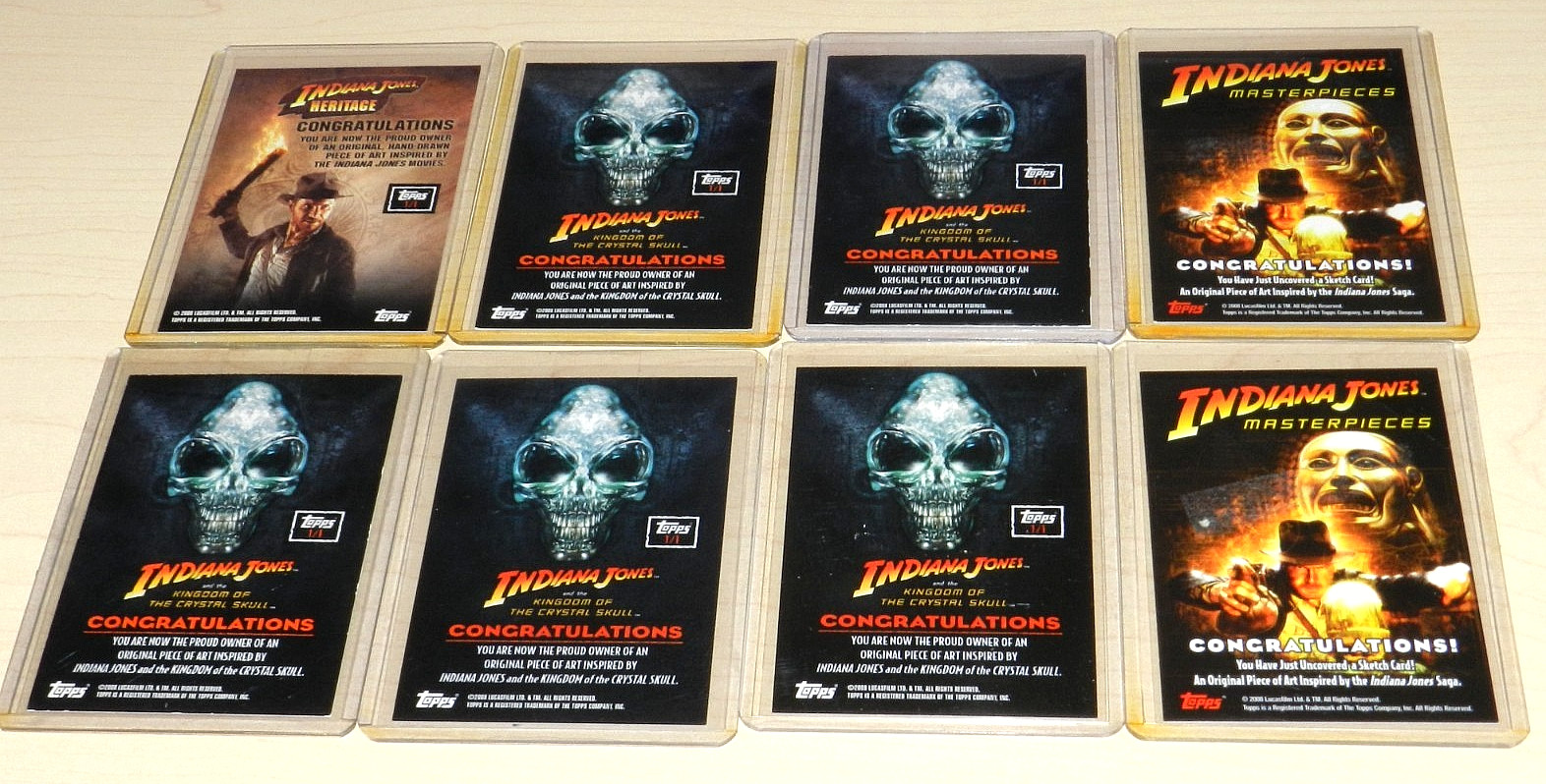 INDIANA JONES MOVIE SKETCH CARD LOT OF 8 – 1/1’S & MASTERPIECE ALL HAND DRAWN