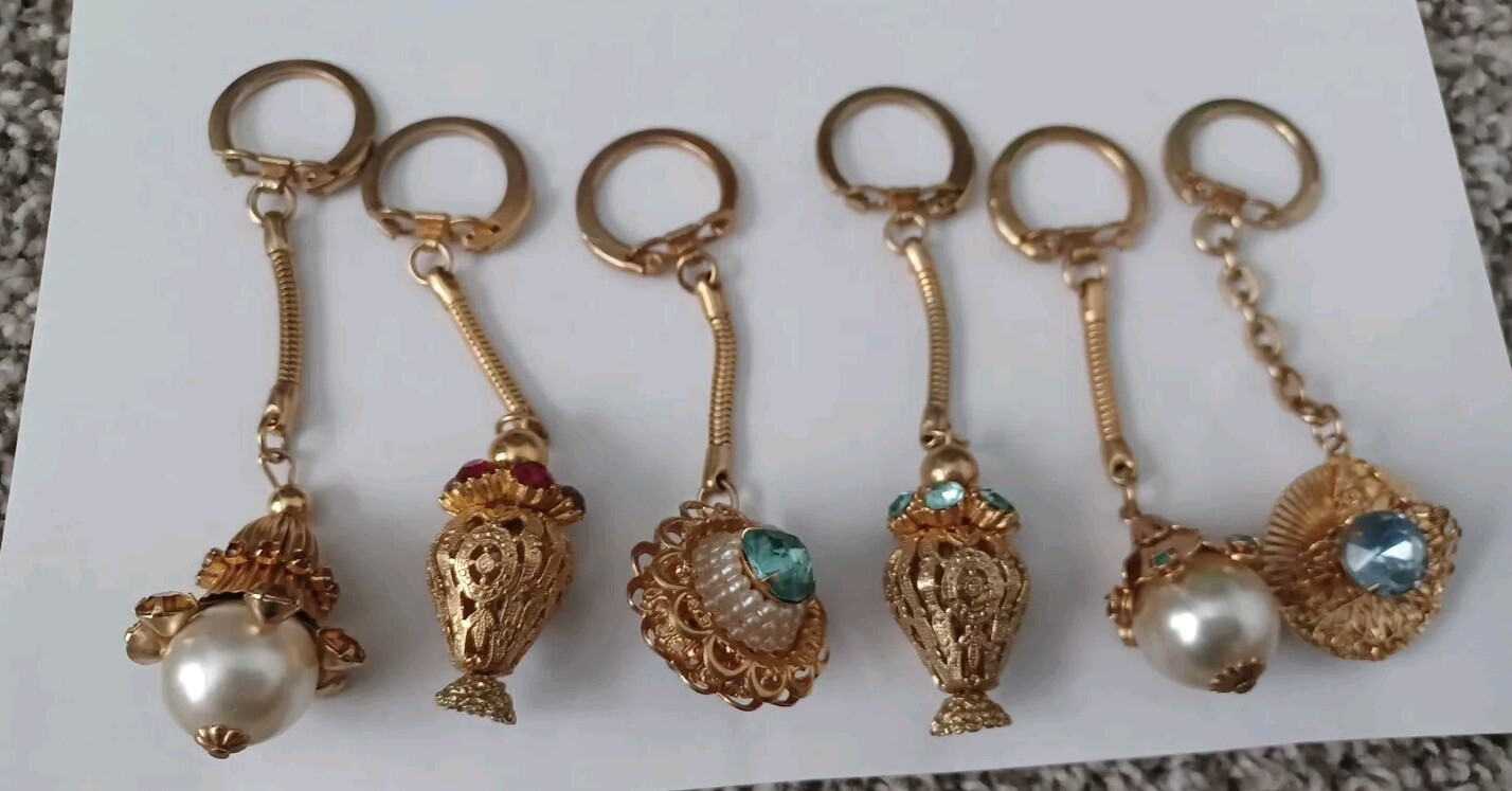 Lot of Vintage RHINESTONE Key Chains BEAUTIFUL!!