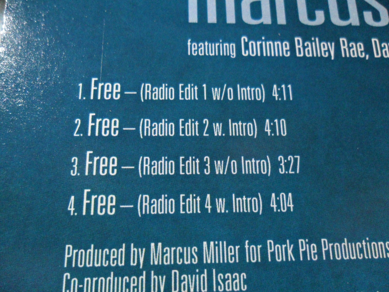 MARCUS MILLER DAVID SANBORN RAE 2008 REMIX PROMO CD – PRO-C1-0226 VERY GOOD