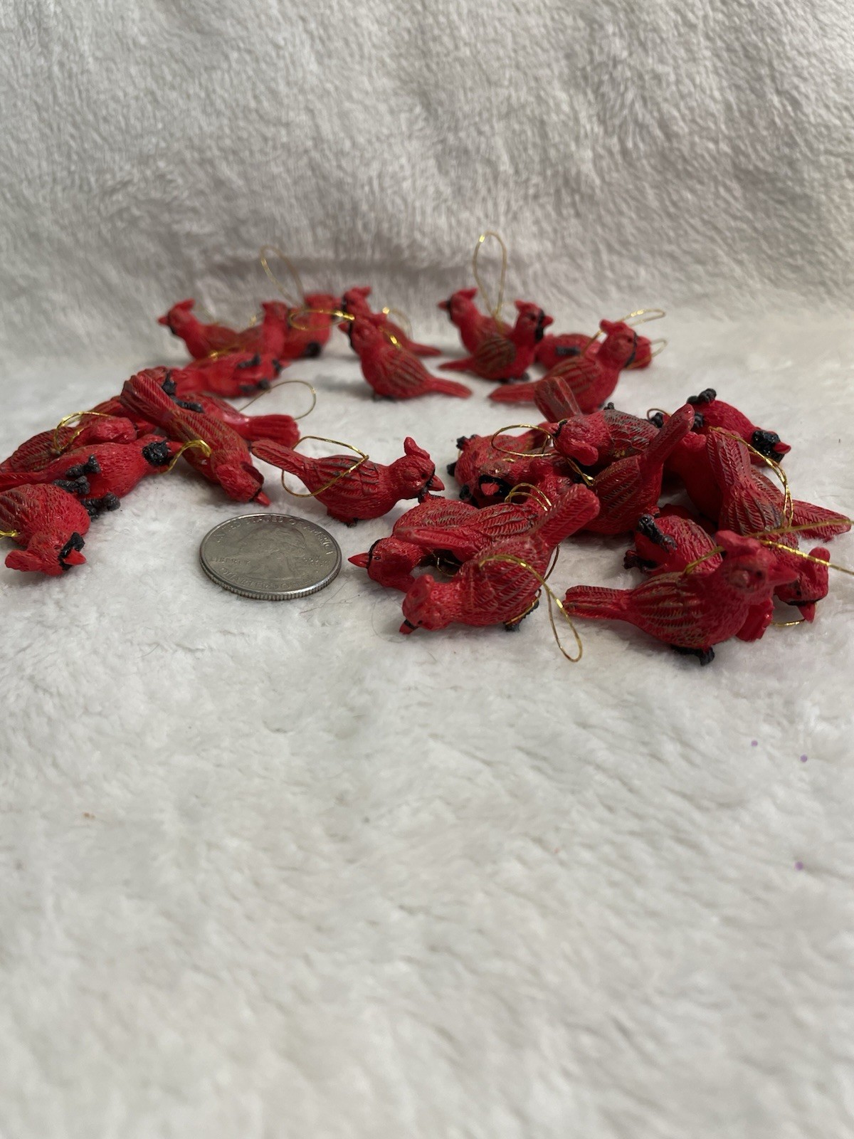 Miniature Bird Cardinals, Doll House Minis 31 count, Resin, charm loops