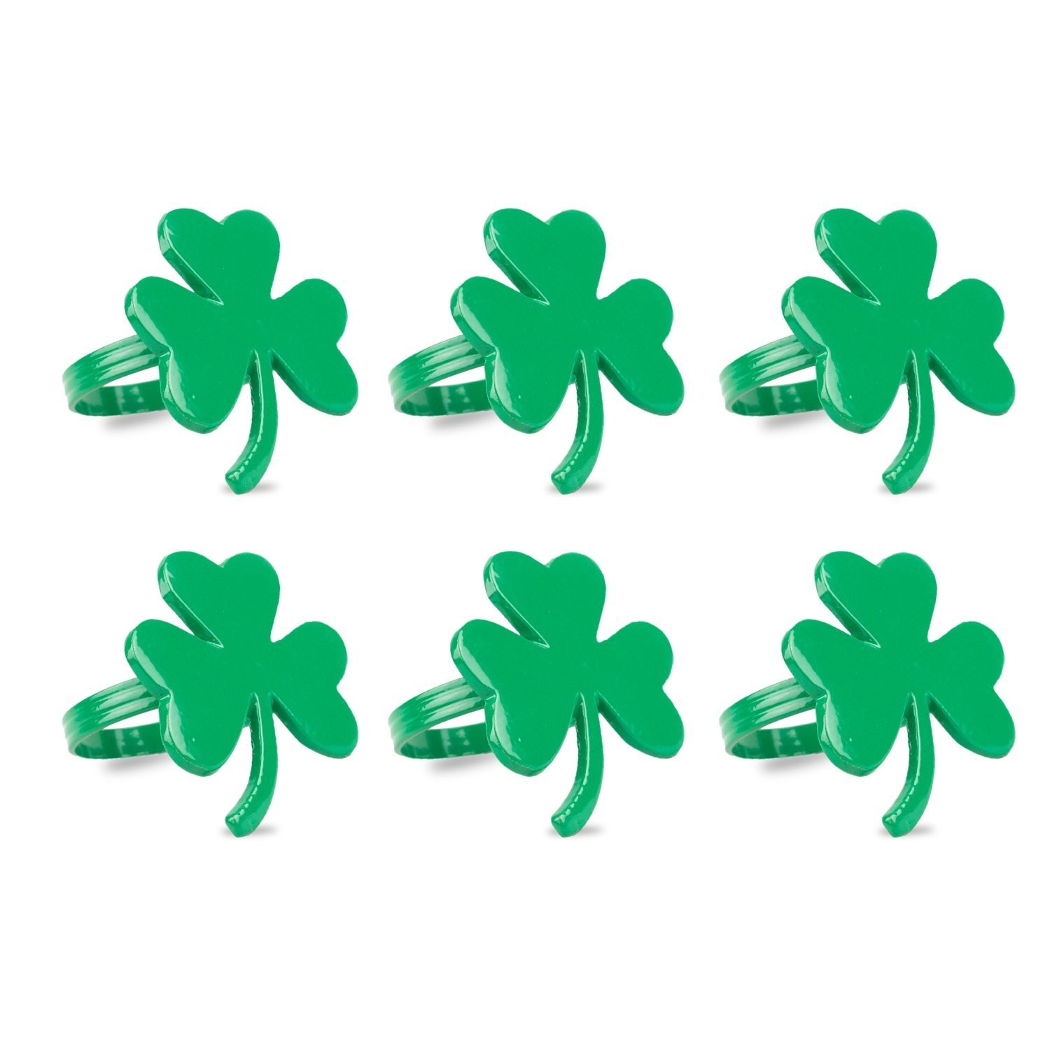 DII Decorative Unique Novelty Napkin Ring Set, St. Patrick’s Shamrock, 6 Count