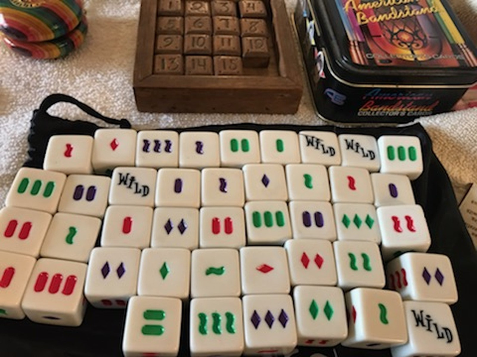VINTAGE JUNK DRAWER LOT Cards, Board Game, Dice, Hand Games, Coasters, more