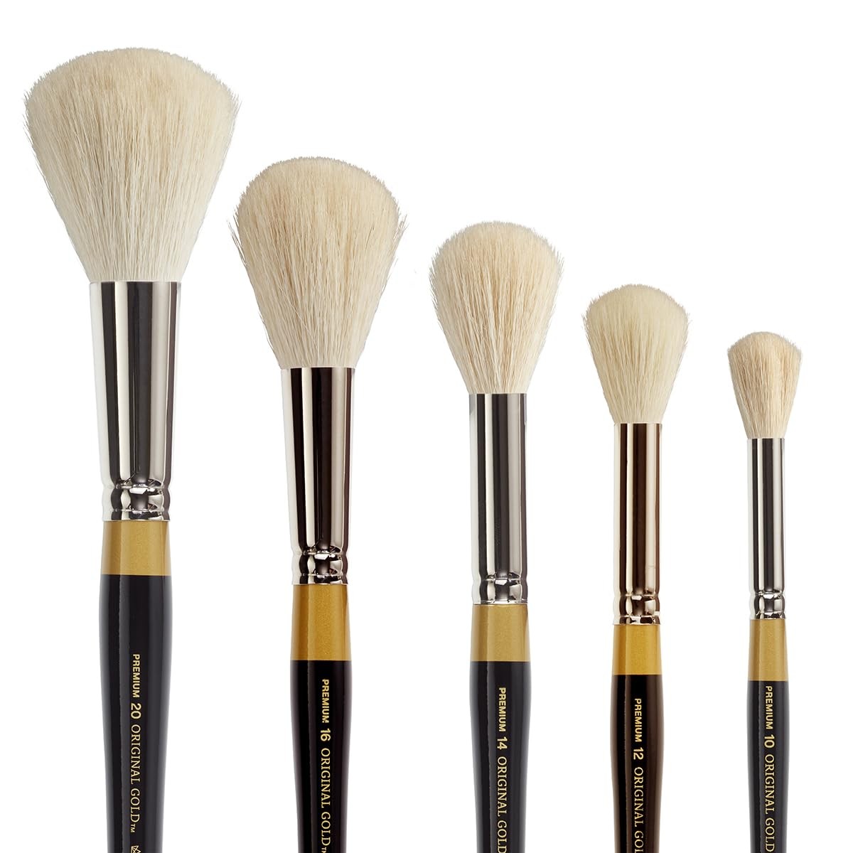 KINGART Premium 5 Pc Gold 9265 Round MOP Brush Set for Oil Acrylic Paint