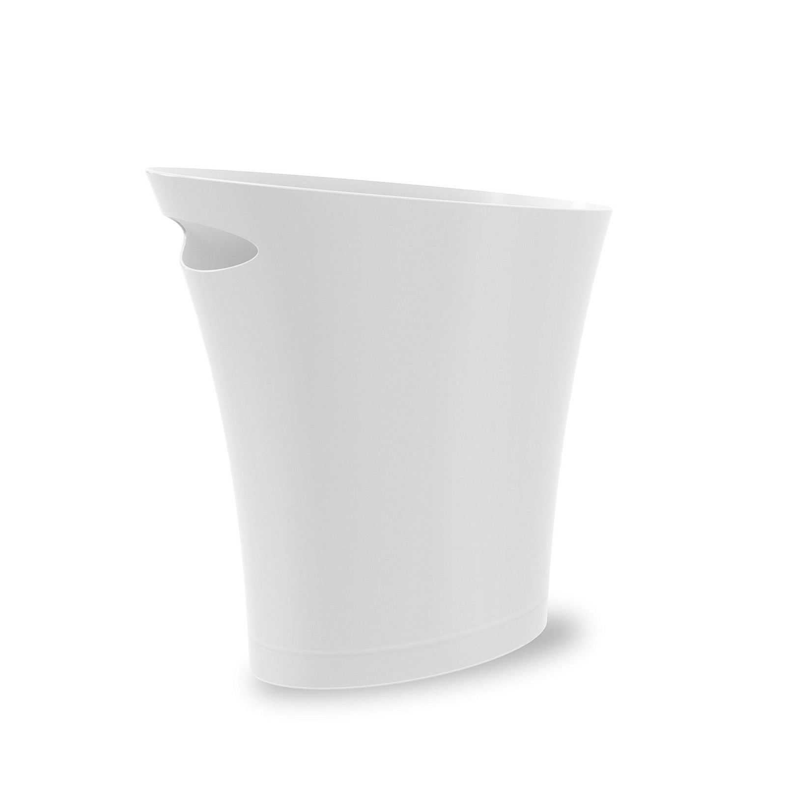 Umbra Skinny Trash Can, 2 Gallon, Sleek Metallic White, Small for Narrow Spaces