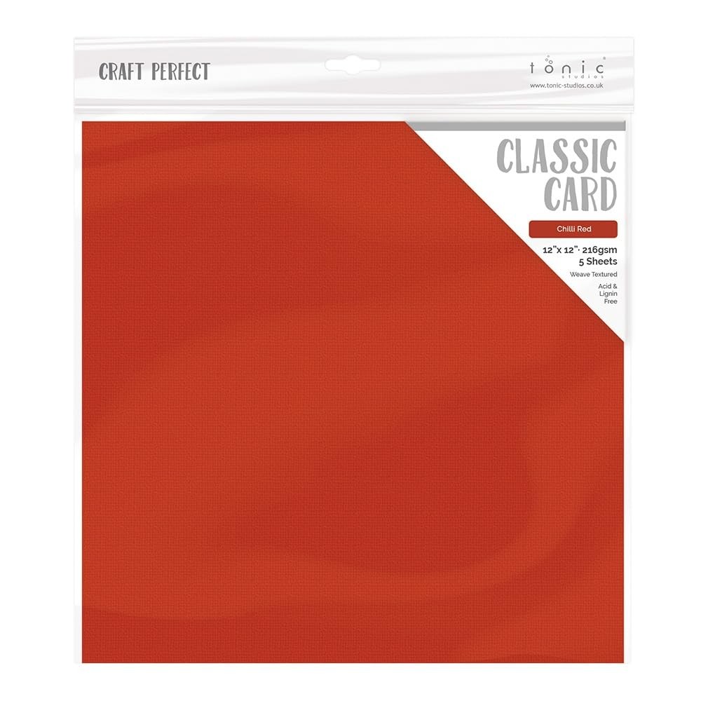 Craft Perfect Weave Texture 80lb Cardstock 12″X12″ 5/Pkg-Chili Red