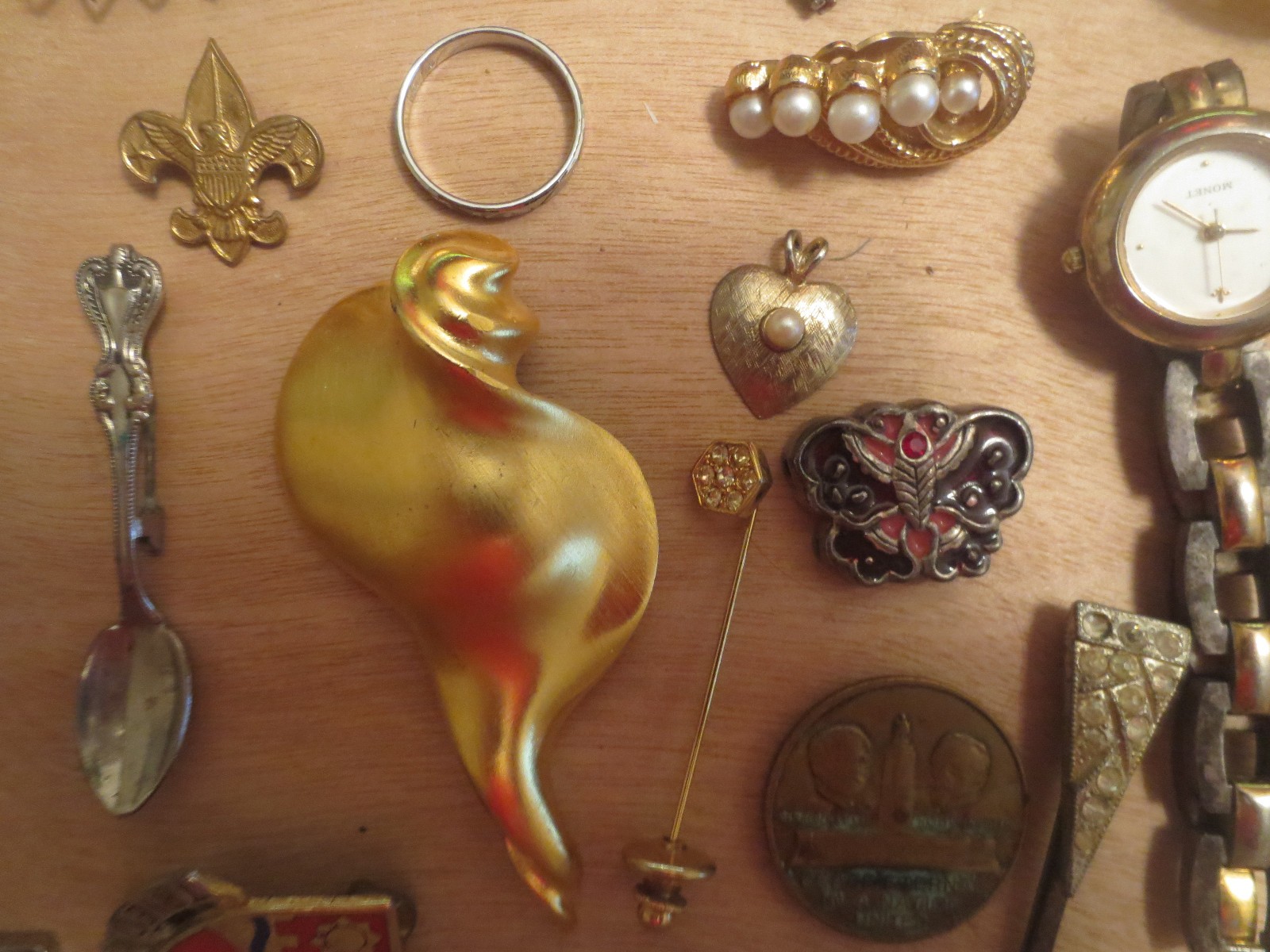 junk drawer lot jewelry lot OLD STERLING ring old signed LISNER item old heart